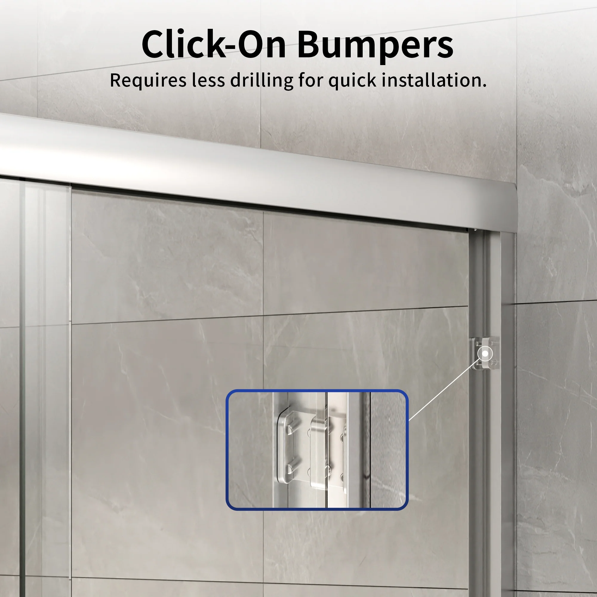 DeerValley 56" - 60" W x 60" H Framed Double Sliding Tub Door, Bypass Sliding Bathtub Shower Door with 1/4" Clear Tempered Glass, Aluminum Frame with Stainless Steel Towel Bar, Matte Black - Image 8