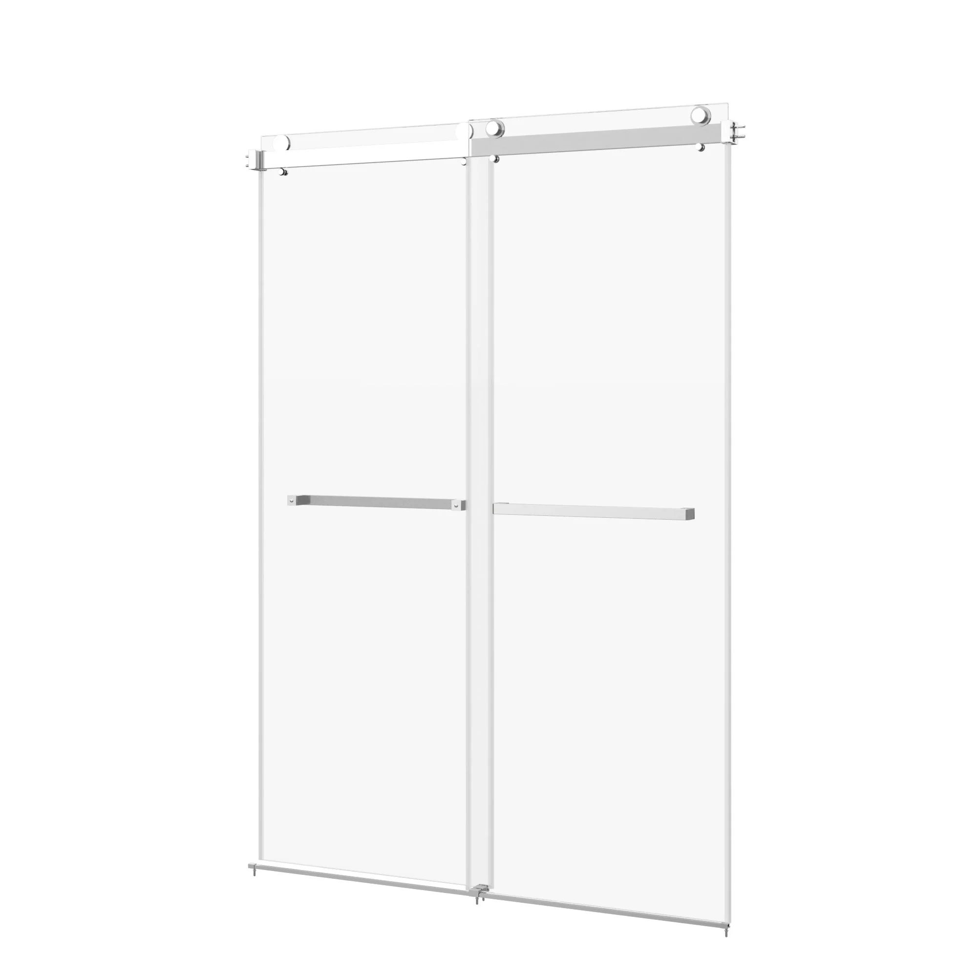 76×48" Frameless Dual-Sliding Shower Door with 5/16" Tempered Glass, 304 Stainless Steel Hardware, Anti-Jump Rollers, Dual Seals, 3-Color Options - Image 20