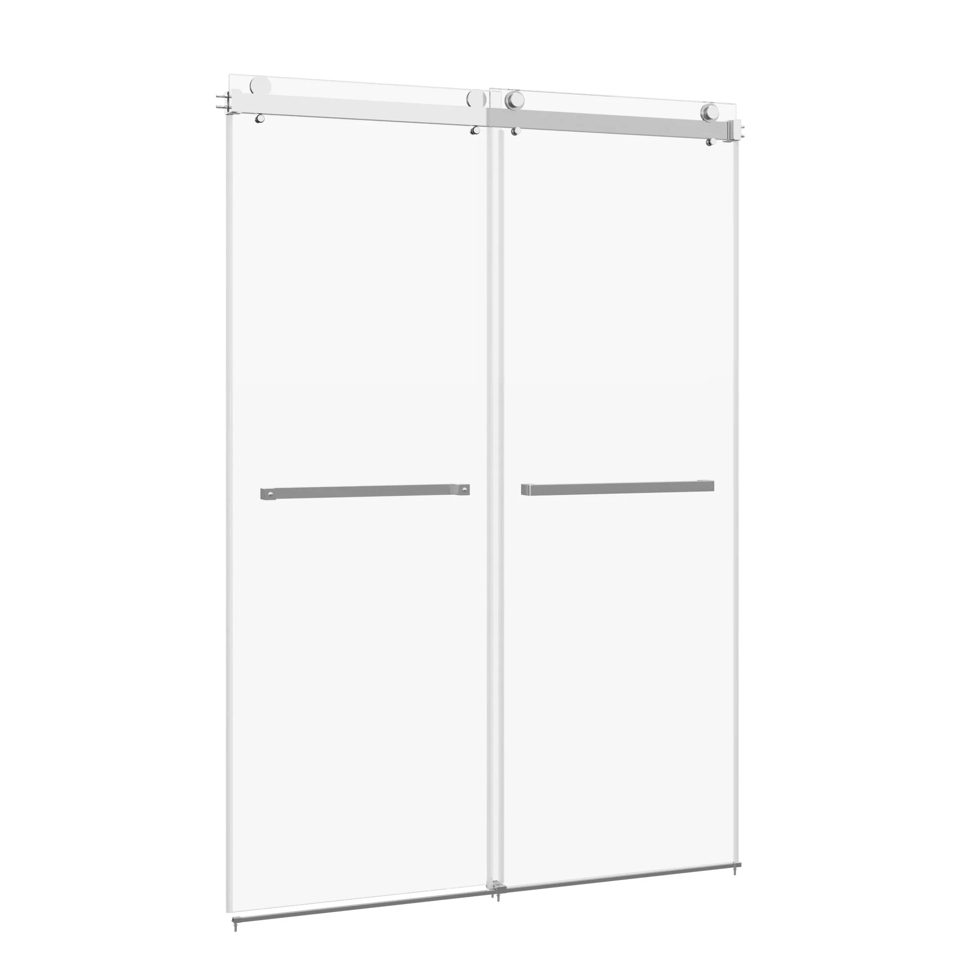 76×48" Frameless Dual-Sliding Shower Door with 5/16" Tempered Glass, 304 Stainless Steel Hardware, Anti-Jump Rollers, Dual Seals, 3-Color Options - Image 21