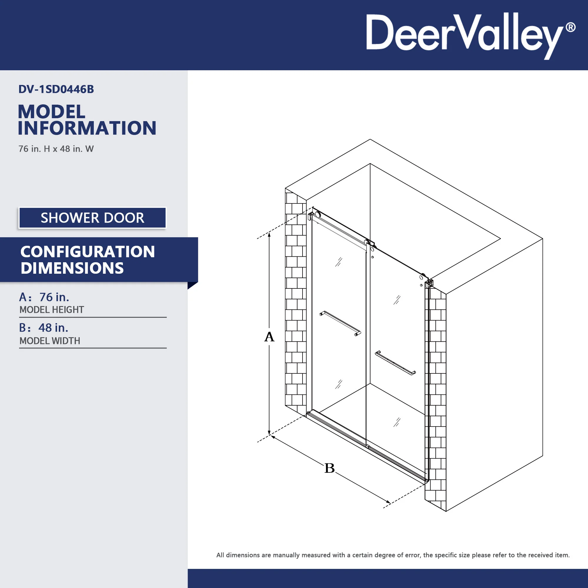 76×48" Frameless Dual-Sliding Shower Door with 5/16" Tempered Glass, 304 Stainless Steel Hardware, Anti-Jump Rollers, Dual Seals, 3-Color Options - Image 22