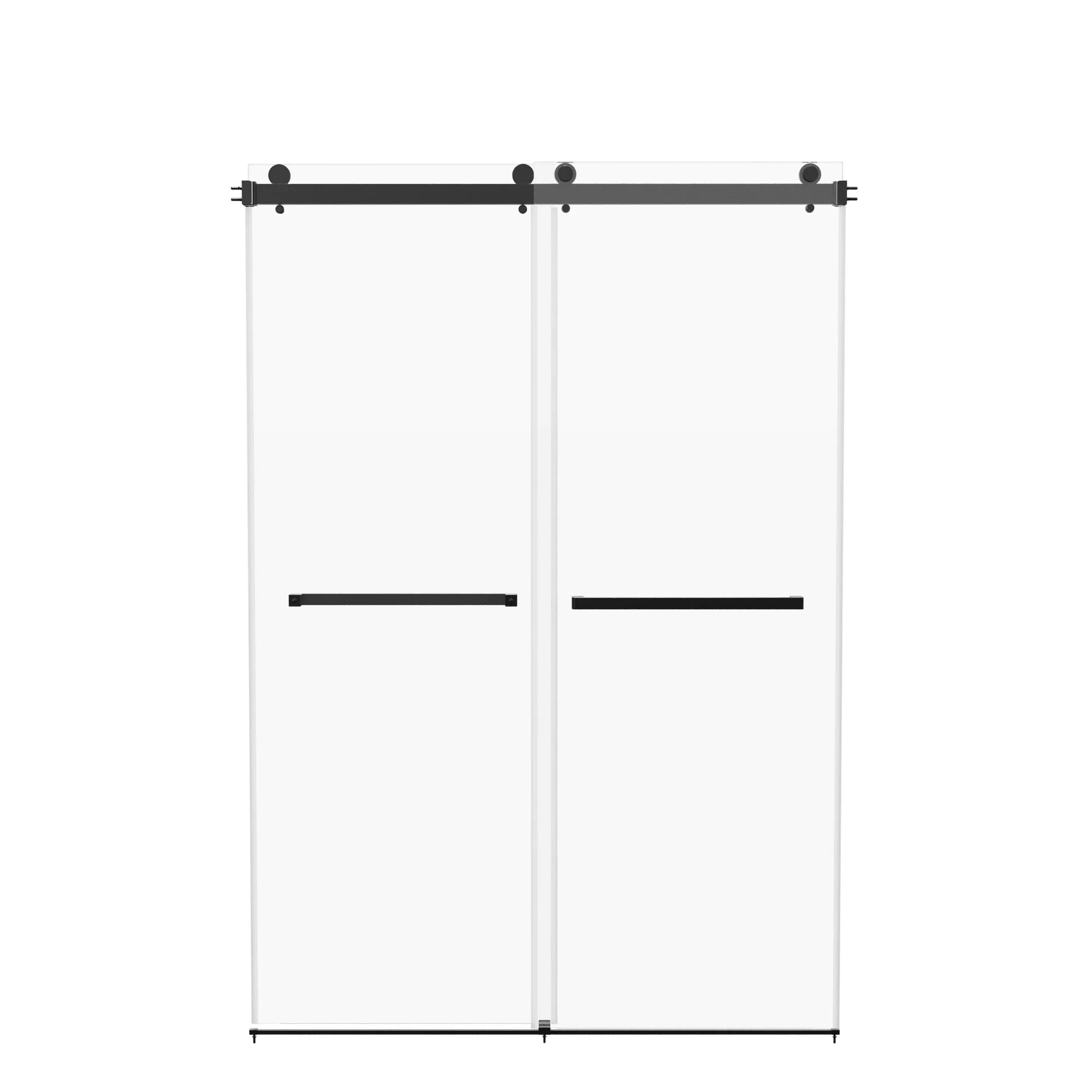 76×48" Frameless Dual-Sliding Shower Door with 5/16" Tempered Glass, 304 Stainless Steel Hardware, Anti-Jump Rollers, Dual Seals, 3-Color Options - Image 7