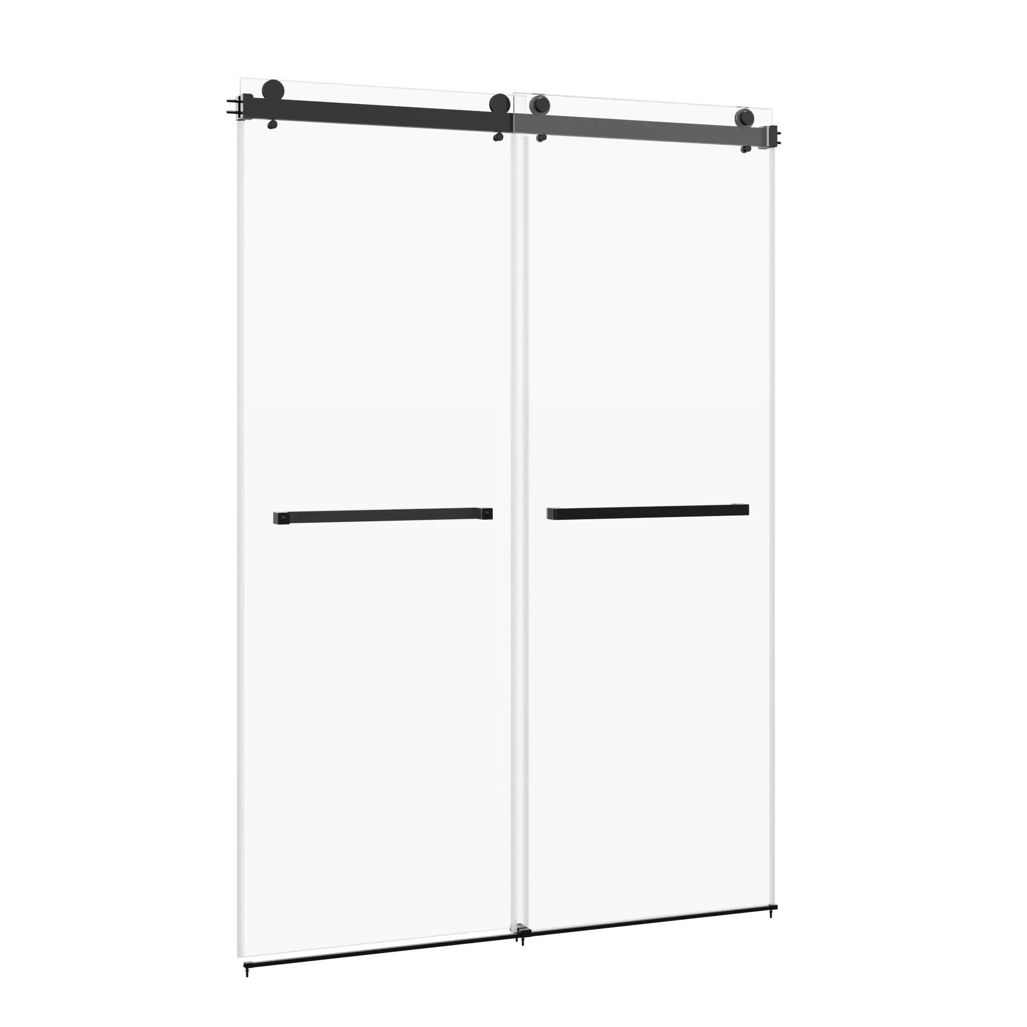 76×48" Frameless Dual-Sliding Shower Door with 5/16" Tempered Glass, 304 Stainless Steel Hardware, Anti-Jump Rollers, Dual Seals, 3-Color Options - Image 8