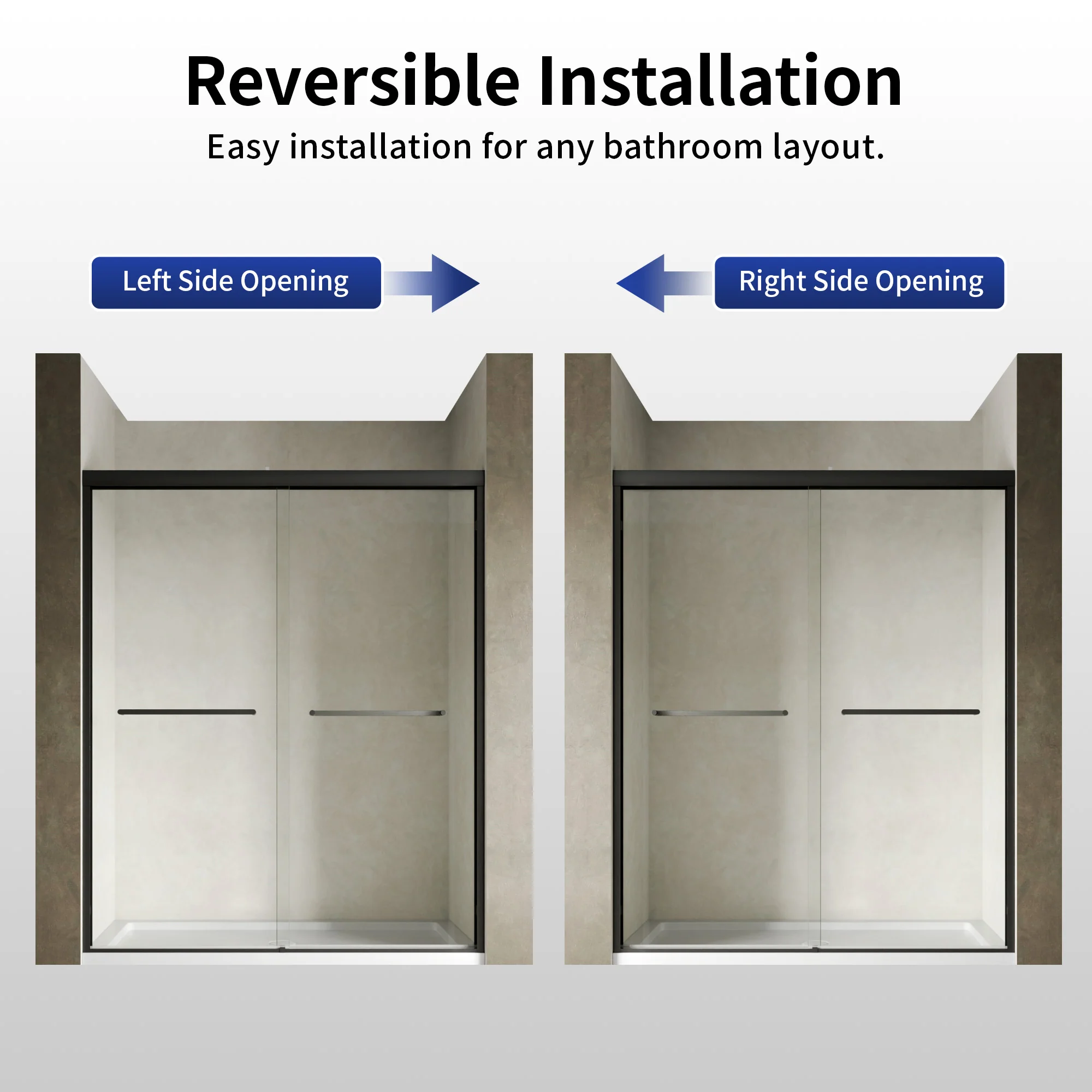 DeerValley 56–60" W x 72" H Double Sliding Shower Door for Walk-In Showers, Framed Bypass Door with Easy-Clean 1/4" (6mm) Tempered Glass, Durable Aluminum Frame, Matte Black - Image 11