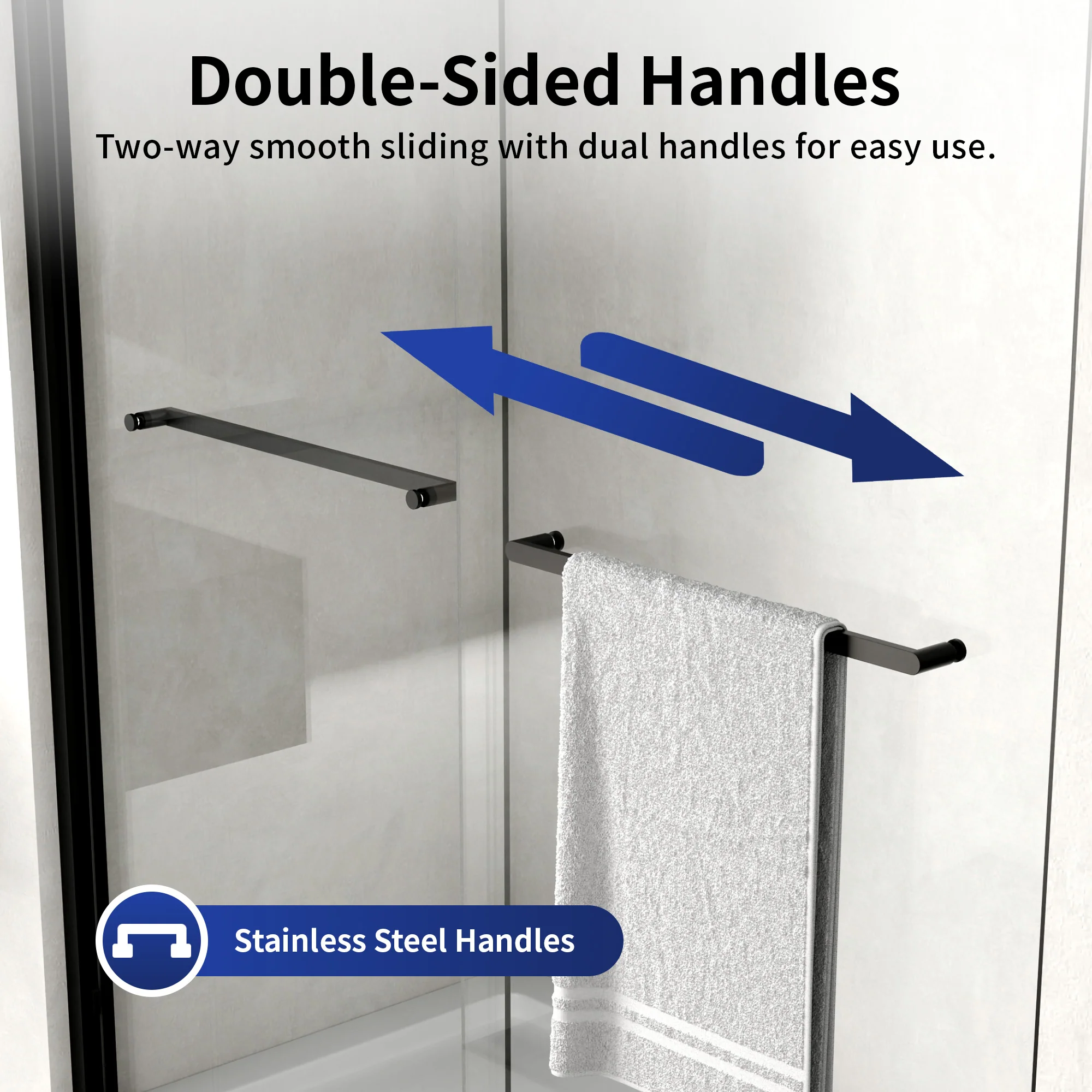 DeerValley 56–60" W x 72" H Double Sliding Shower Door for Walk-In Showers, Framed Bypass Door with Easy-Clean 1/4" (6mm) Tempered Glass, Durable Aluminum Frame, Matte Black - Image 12