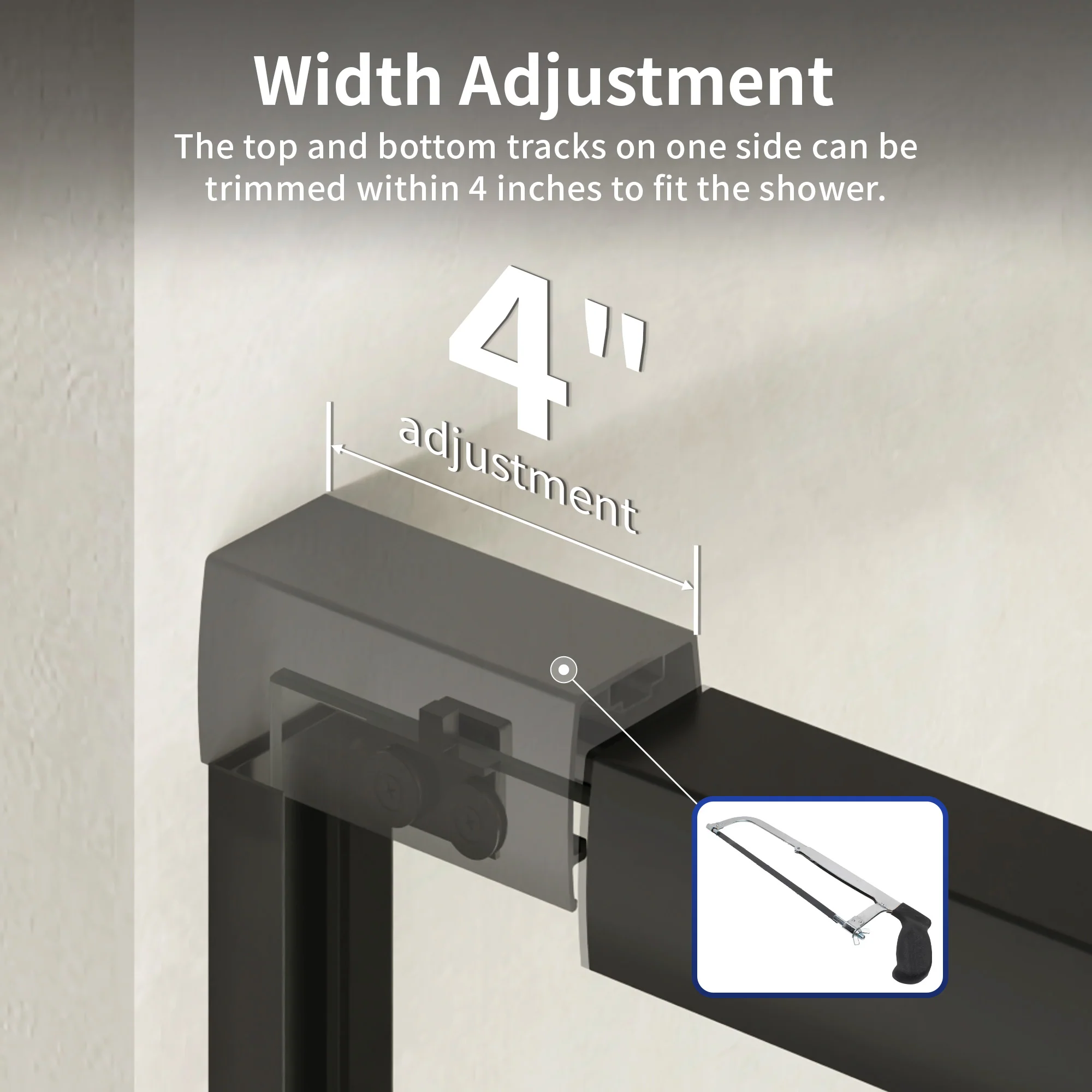 DeerValley 56–60" W x 72" H Double Sliding Shower Door for Walk-In Showers, Framed Bypass Door with Easy-Clean 1/4" (6mm) Tempered Glass, Durable Aluminum Frame, Matte Black - Image 7