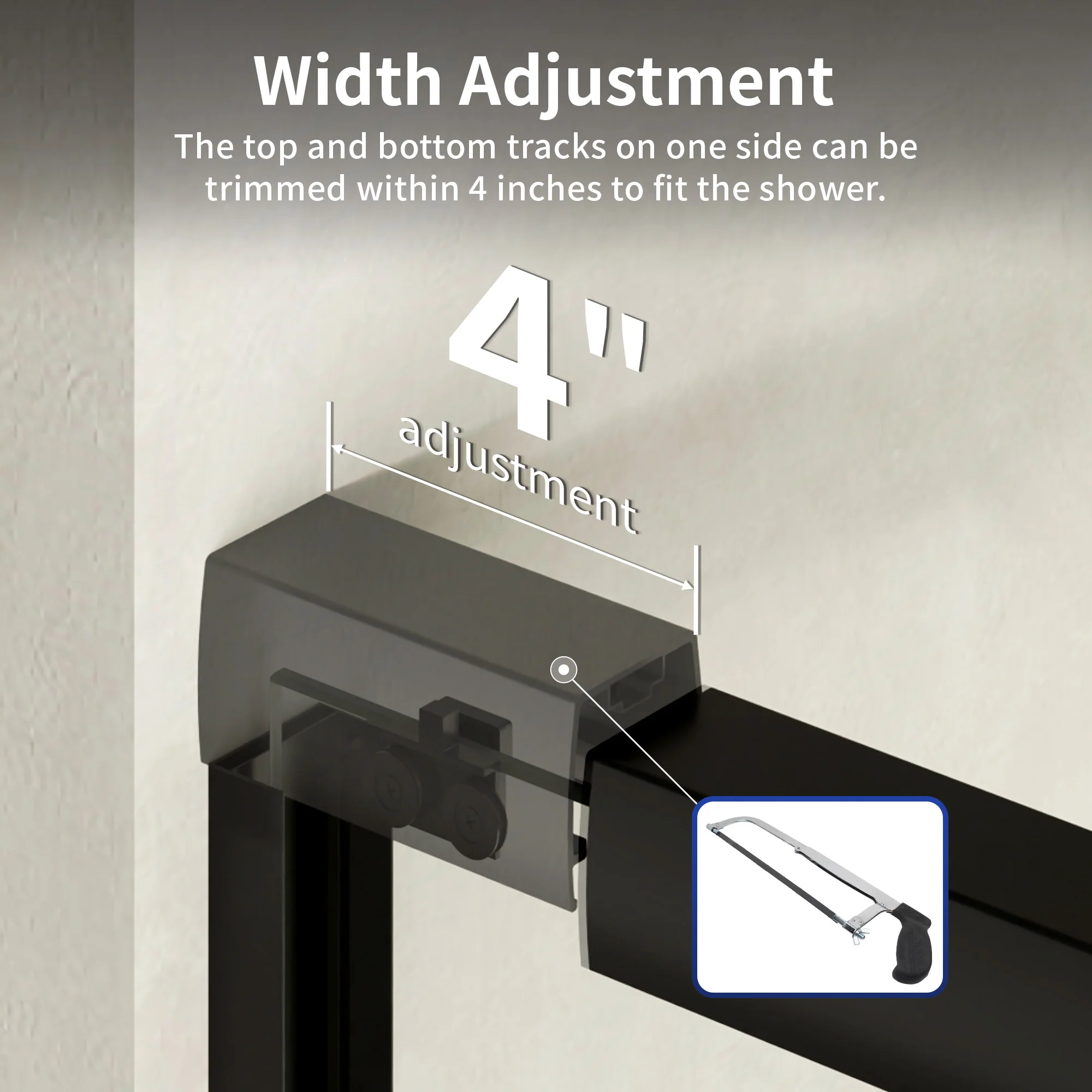 DeerValley 44"-48" W x 72" H Double Sliding Shower Door for Walk-In Showers, Framed Bypass Door with Easy-Clean 1/4" (6mm) Tempered Glass, Durable Aluminum Frame, Matte Black - Image 9