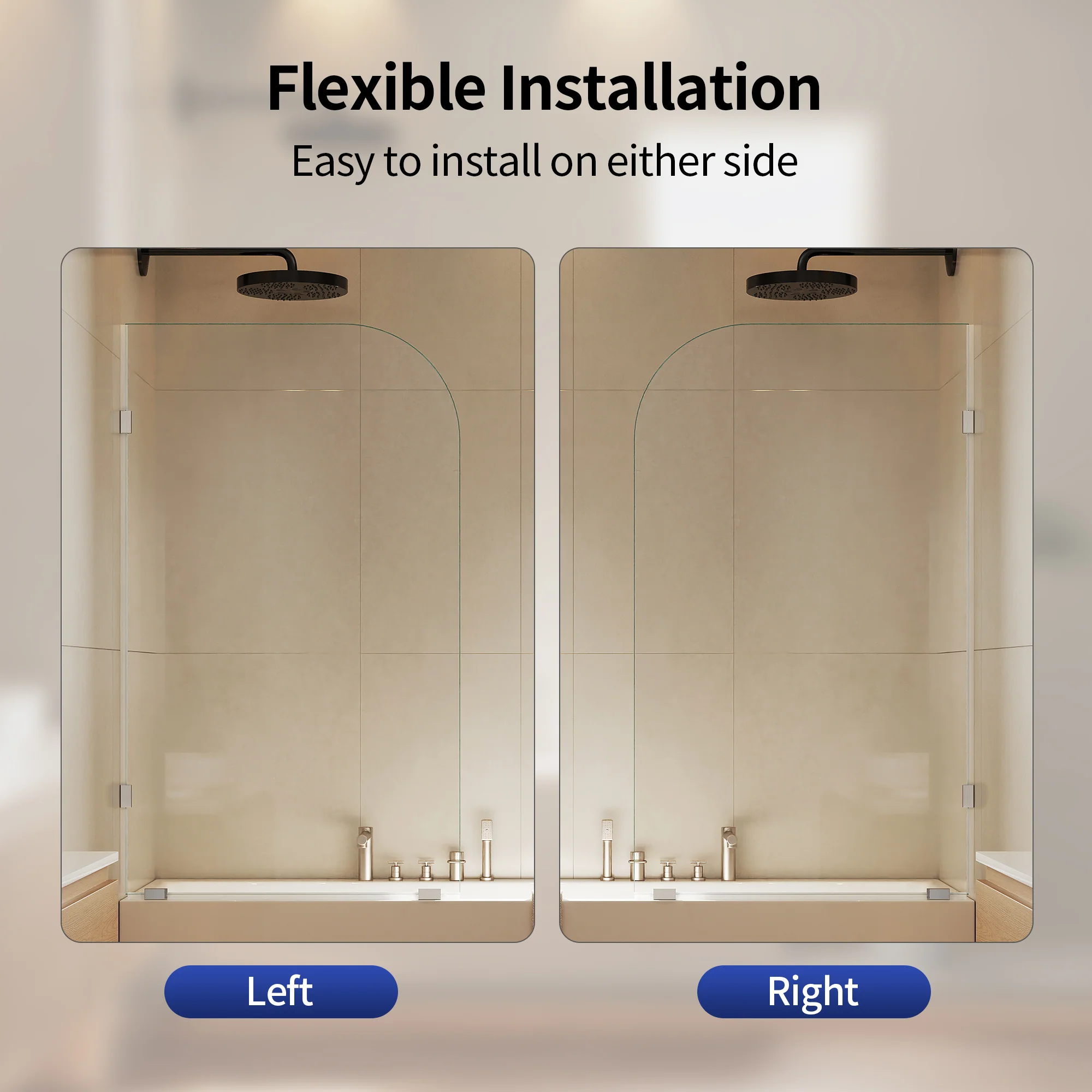 DeerValley 34" W x 58" H Frameless Bathtub Shower Door, Single Fixed Bath Panel with Clamps, 3/8" Tempered Glass Bathroom Shower Screen - Image 5