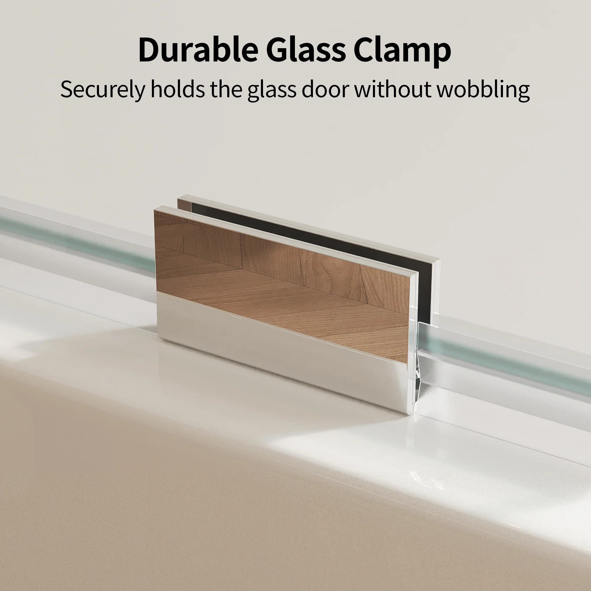 DeerValley 34" W x 58" H Frameless Bathtub Shower Door, Single Fixed Bath Panel with Clamps, 3/8" Tempered Glass Bathroom Shower Screen - Image 6
