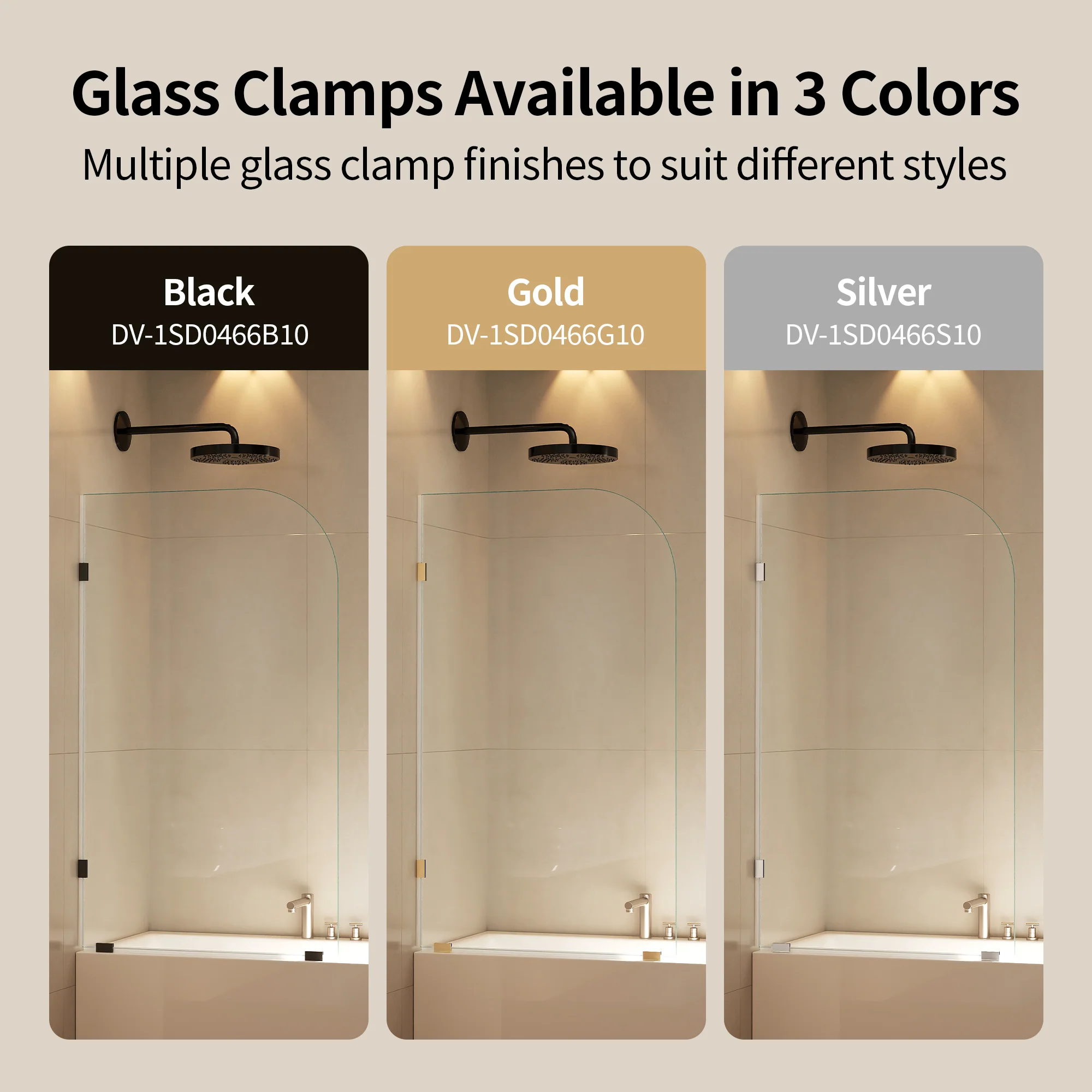 DeerValley 34" W x 58" H Frameless Bathtub Shower Door, Single Fixed Bath Panel with Clamps, 3/8" Tempered Glass Bathroom Shower Screen - Image 8