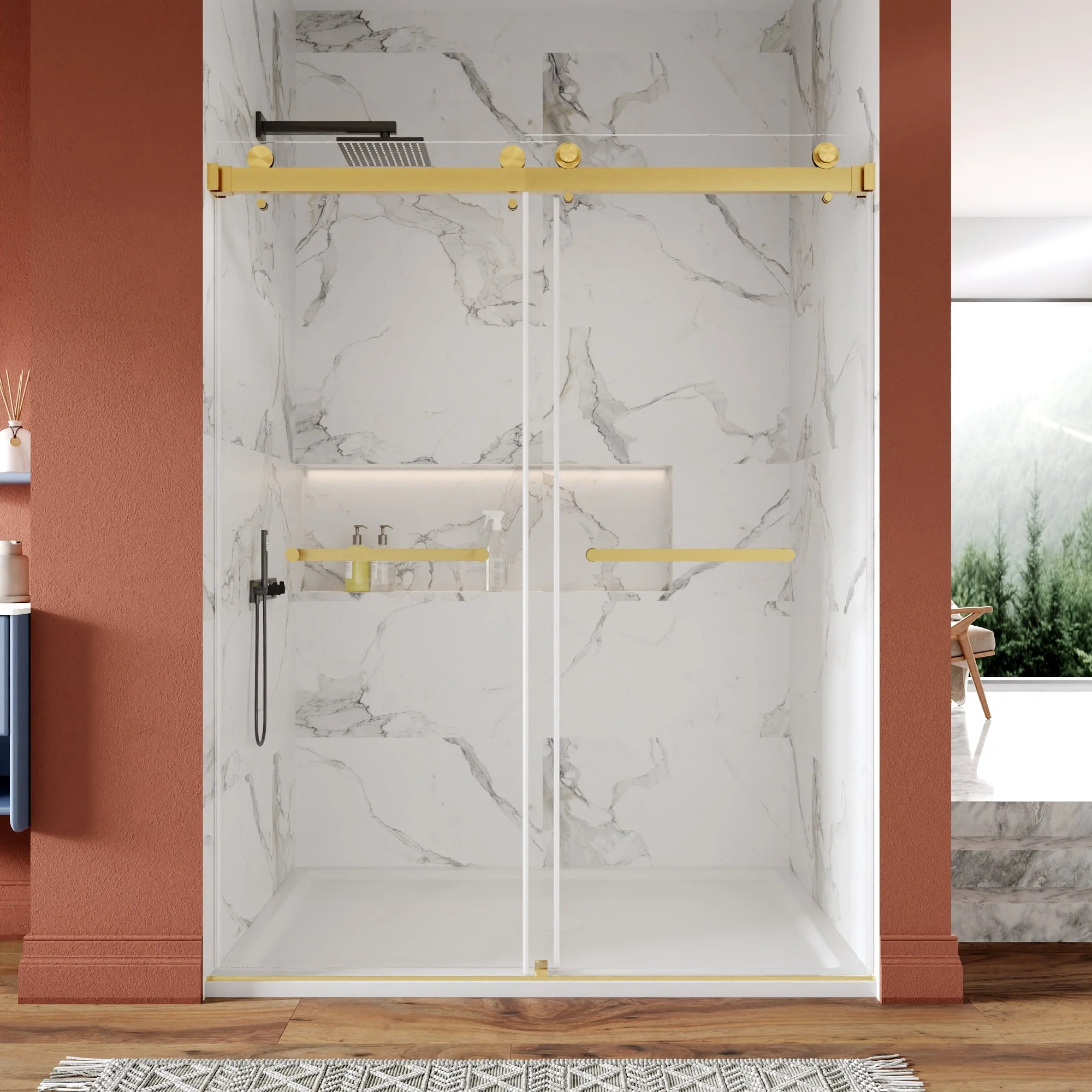 CONCORD 60"x 76" Shower Enclosure Double Sliding Frameless - Image 2