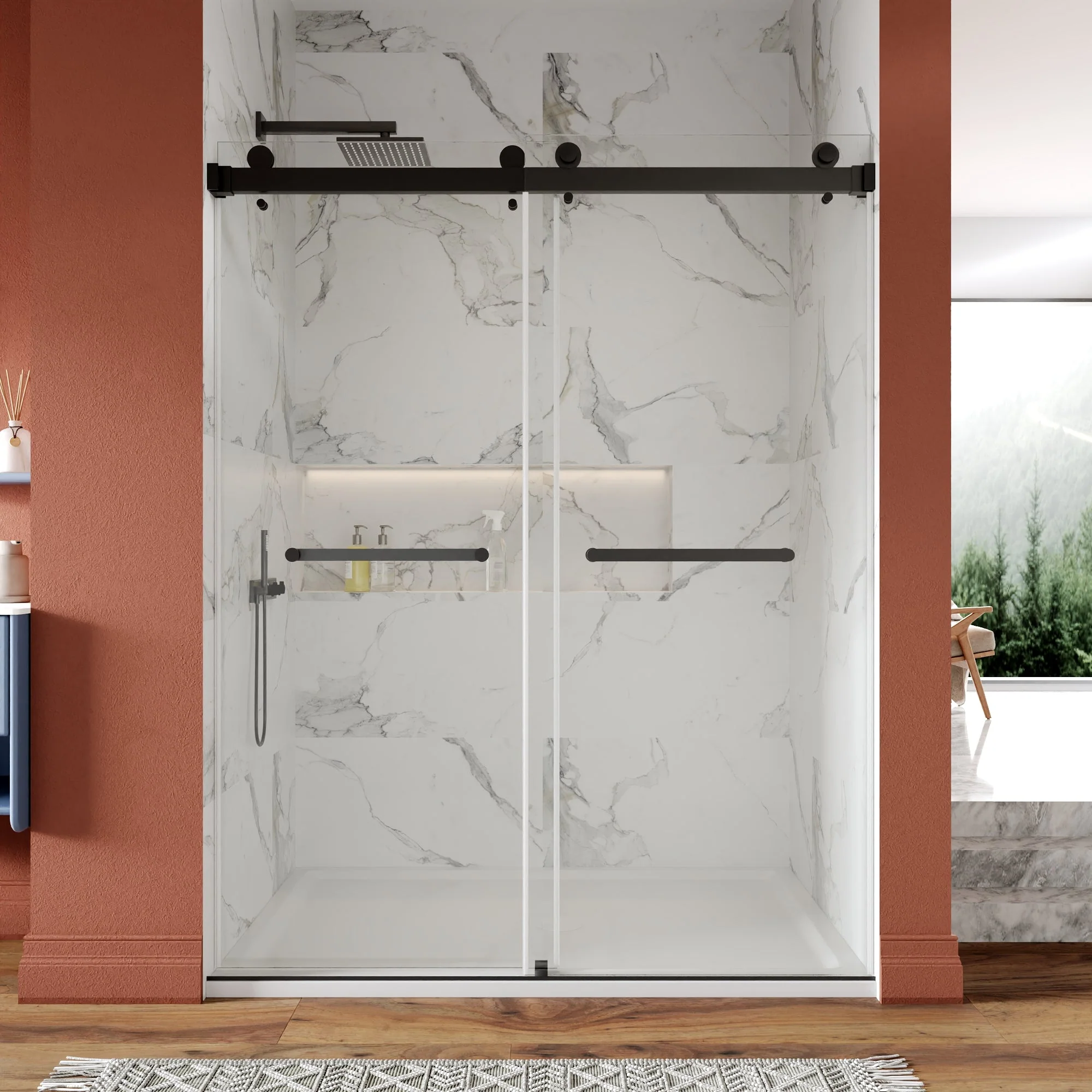CONCORD 60"x 76" Shower Enclosure Double Sliding Frameless - Image 23