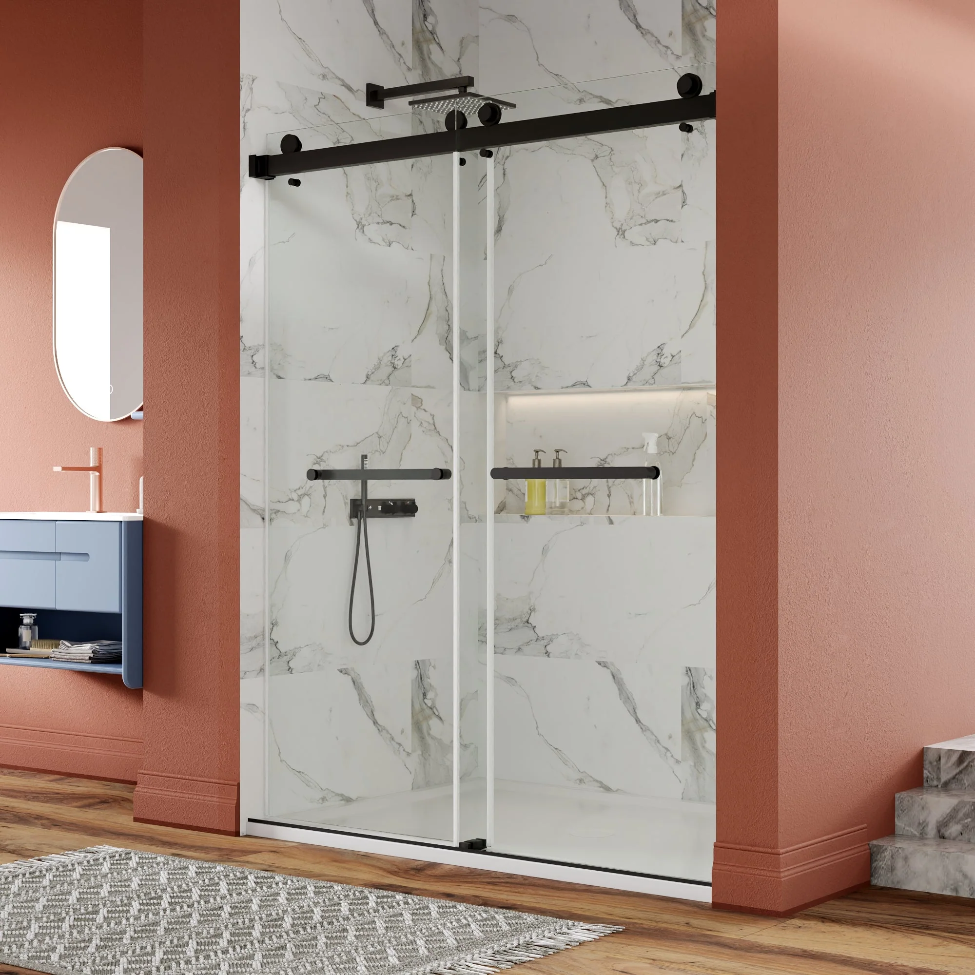 CONCORD 60"x 76" Shower Enclosure Double Sliding Frameless - Image 24