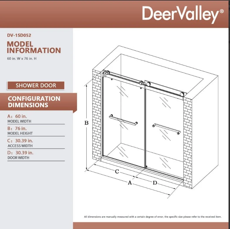 CONCORD 60"x 76" Shower Enclosure Double Sliding Frameless - Image 8