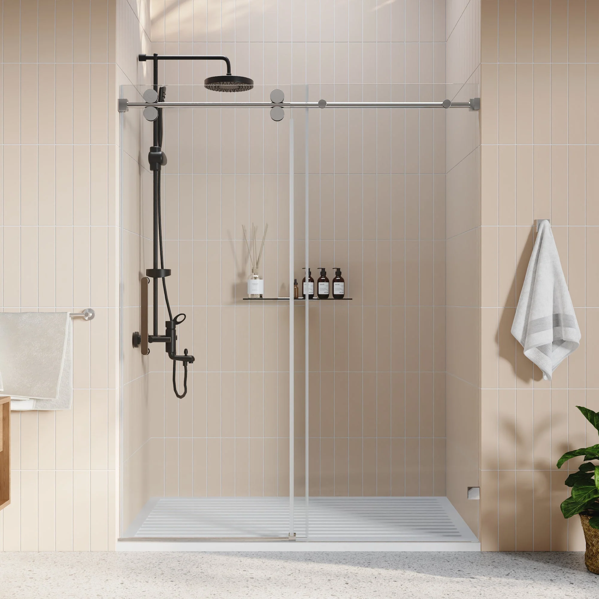 CONCORD 60"x 76" Shower Enclosure Single Sliding Frameless - Image 10
