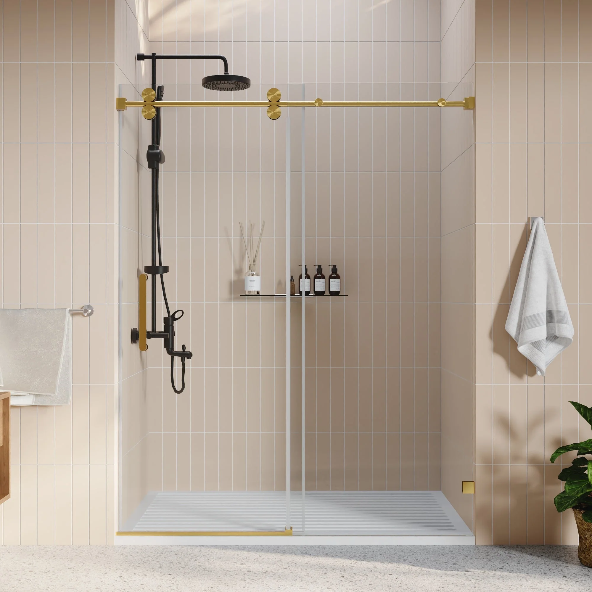CONCORD 60"x 76" Shower Enclosure Single Sliding Frameless - Image 18
