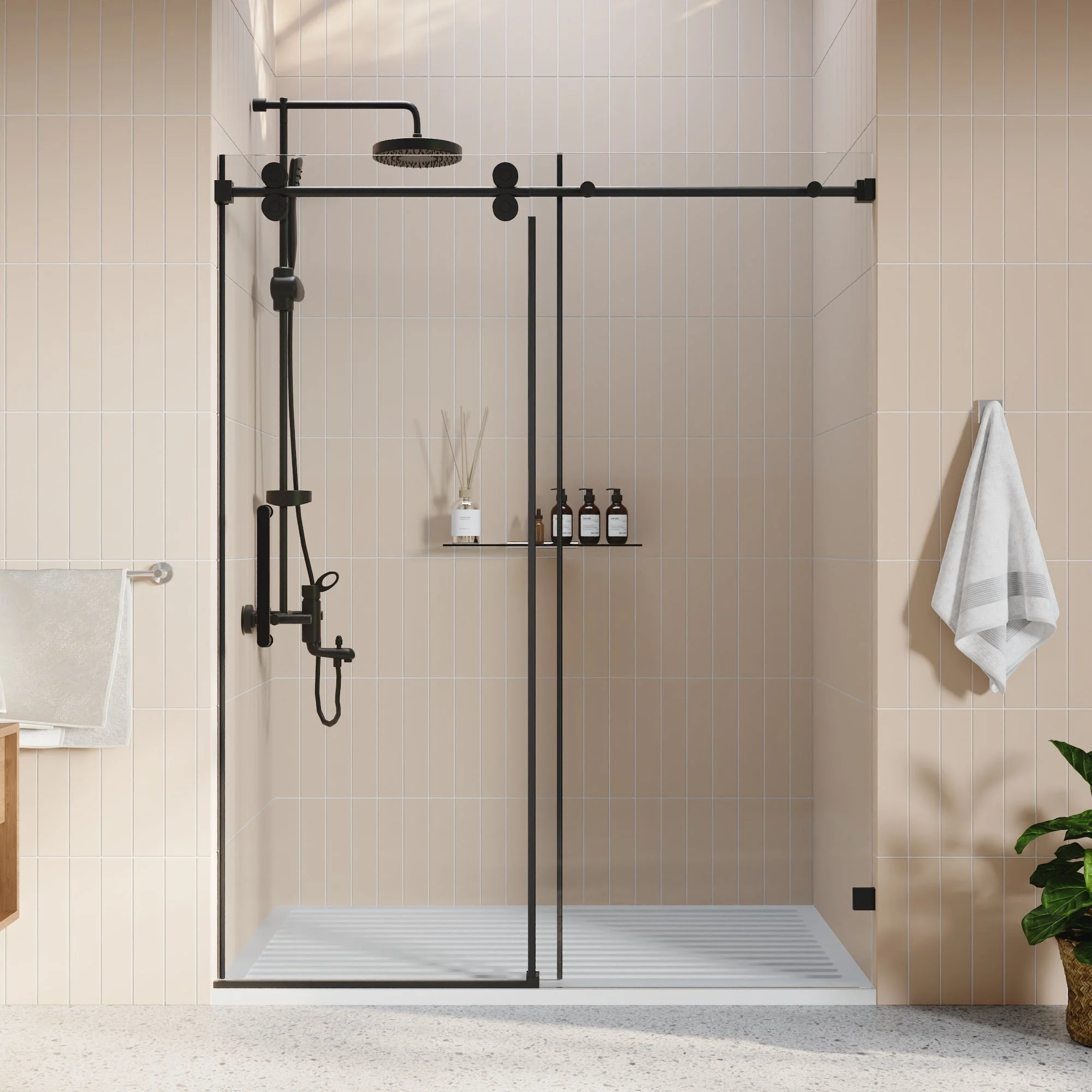 CONCORD 60"x 76" Shower Enclosure Single Sliding Frameless - Image 2