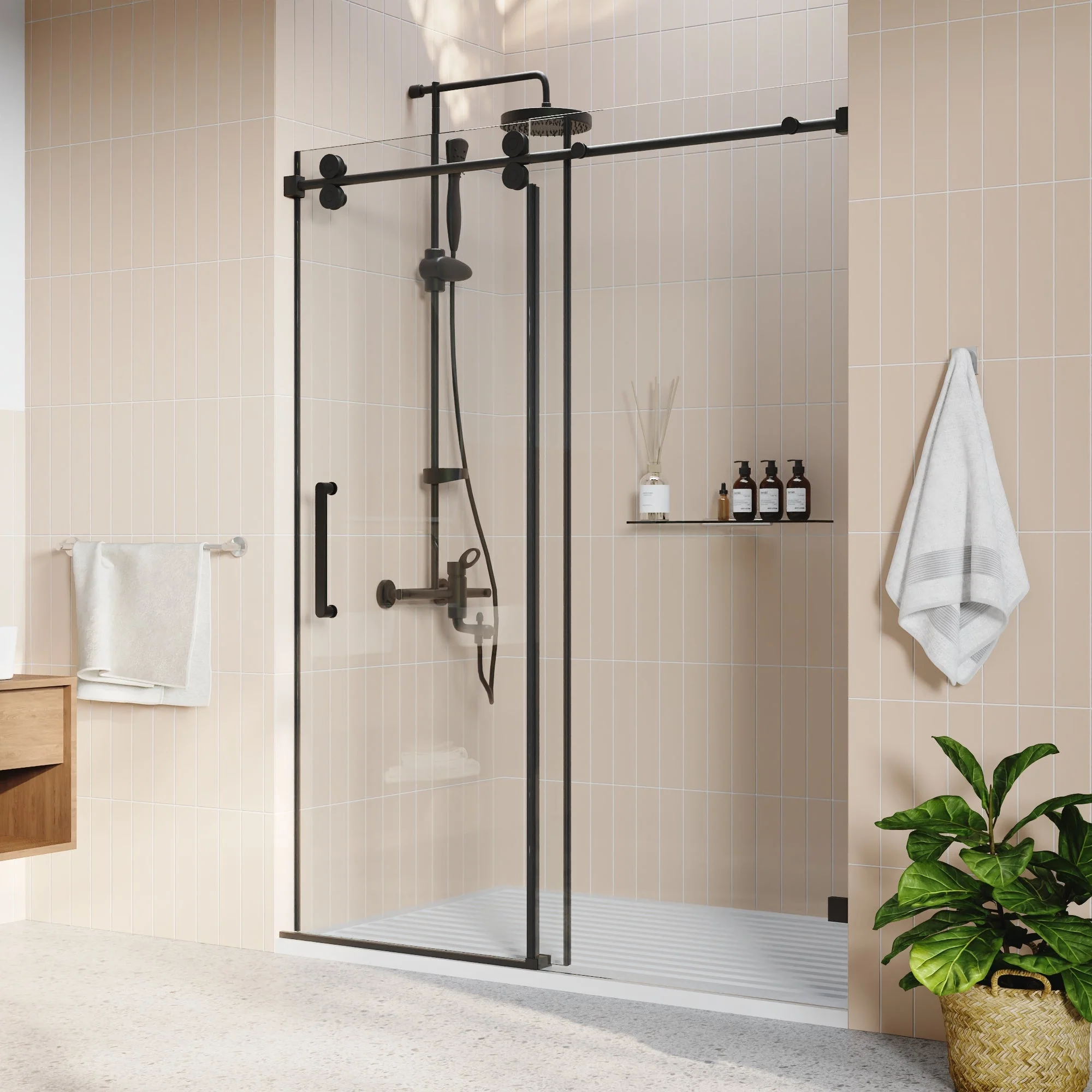 CONCORD 60"x 76" Shower Enclosure Single Sliding Frameless - Image 3