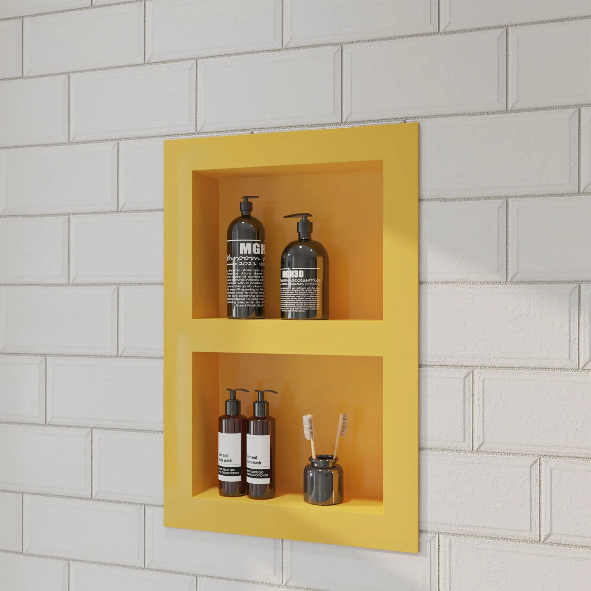 15.86" W X 23.86" H Rectangular Double Layer Shower Niche, Space-Saving - Image 3