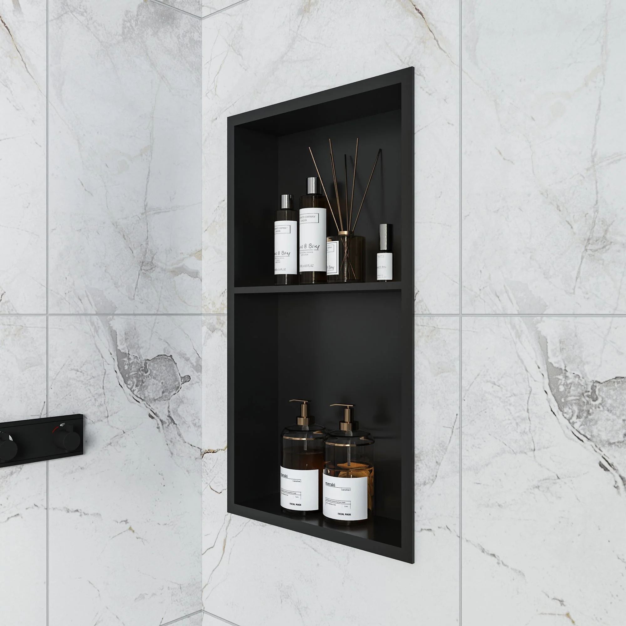 DeerValley DV-1SN0113 Shower Niches Dual-Level Storage 304 Stainless Steel Recessed Design - Image 3