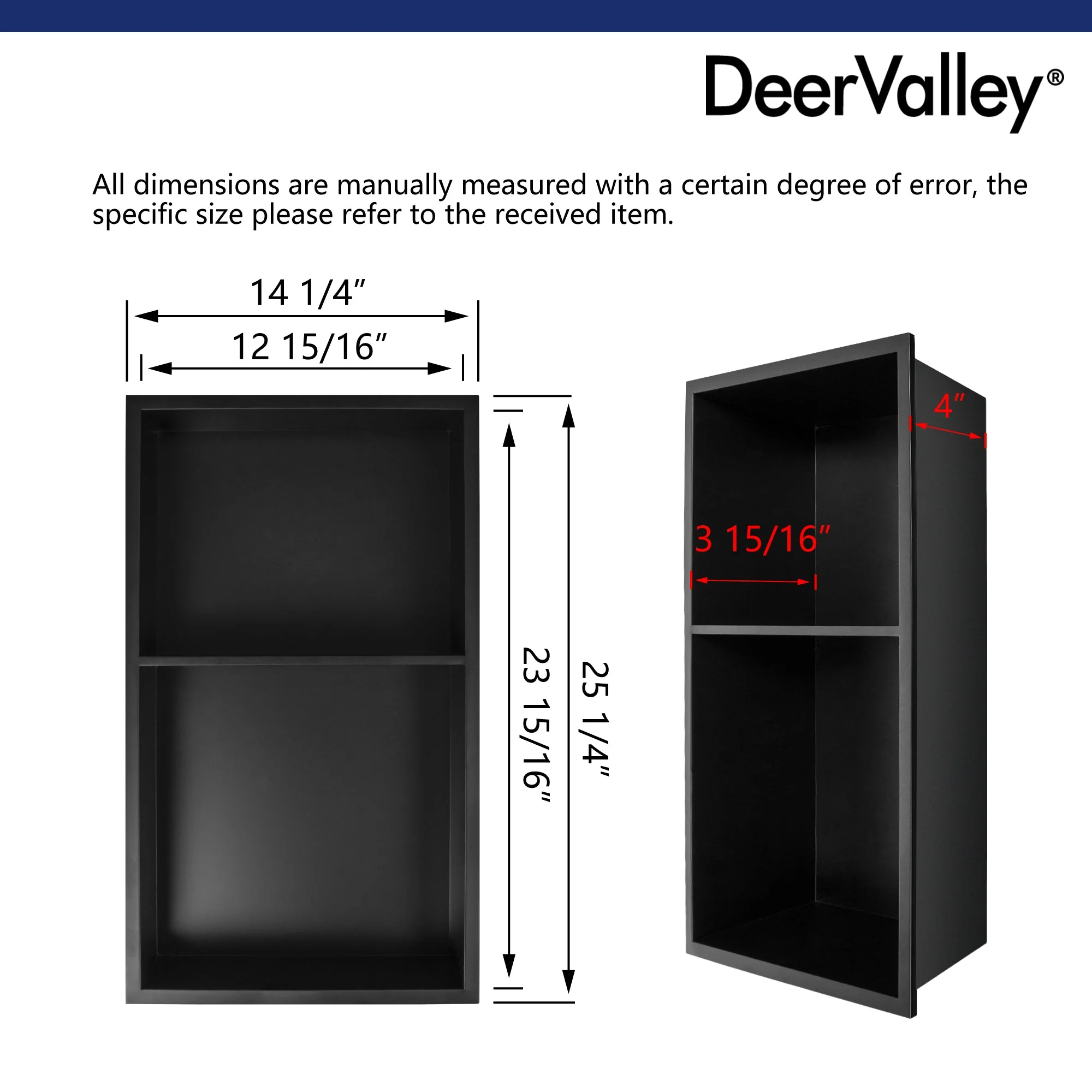 DeerValley DV-1SN0113 Shower Niches Dual-Level Storage 304 Stainless Steel Recessed Design - Image 6