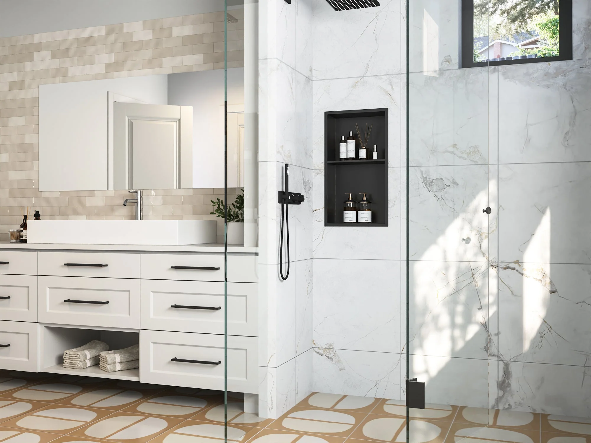 DeerValley DV-1SN0113 Shower Niches Dual-Level Storage 304 Stainless Steel Recessed Design - Image 7