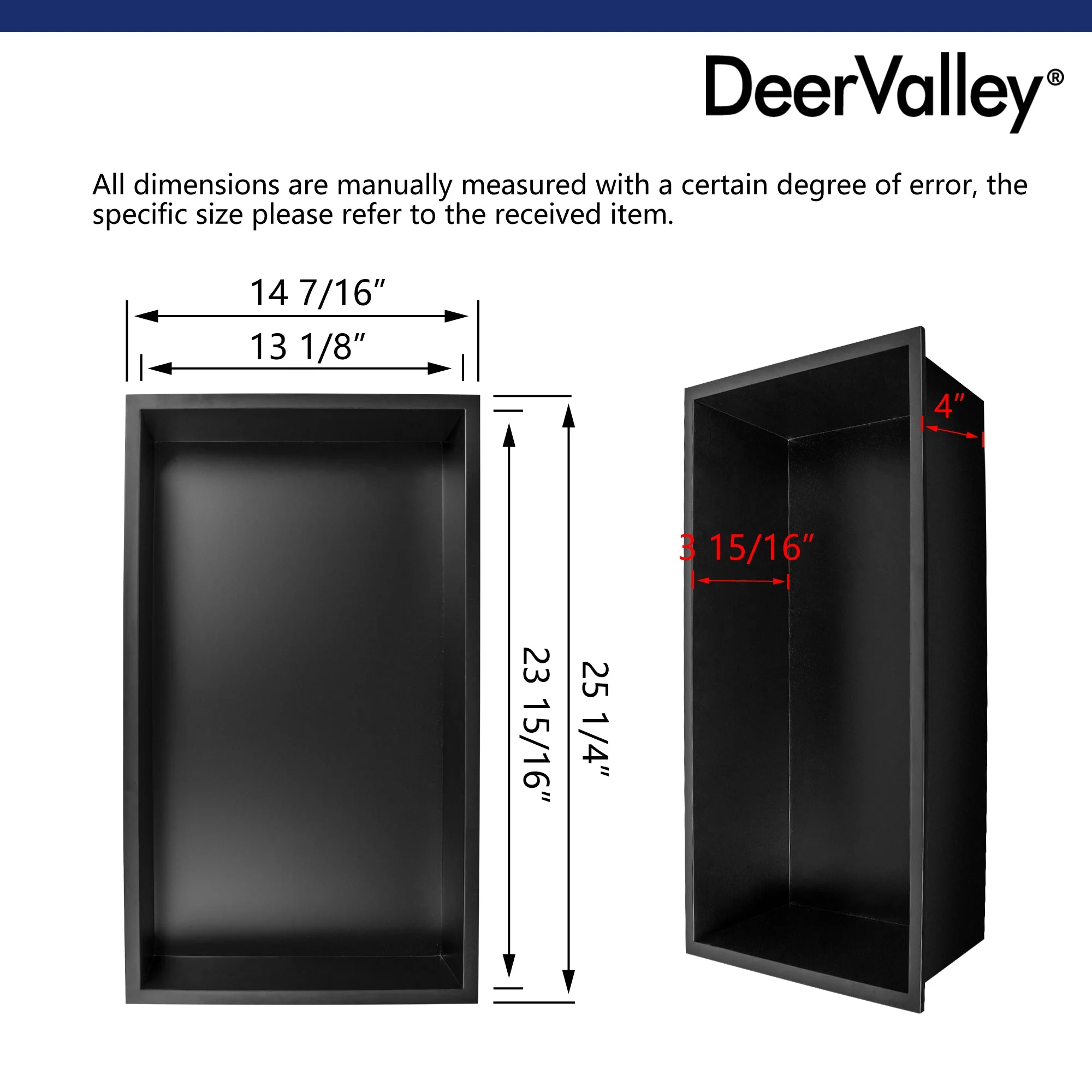 25.26" W X 14.44" H Rectangular Single Layer Shower Niche, Space-Saving - Image 6