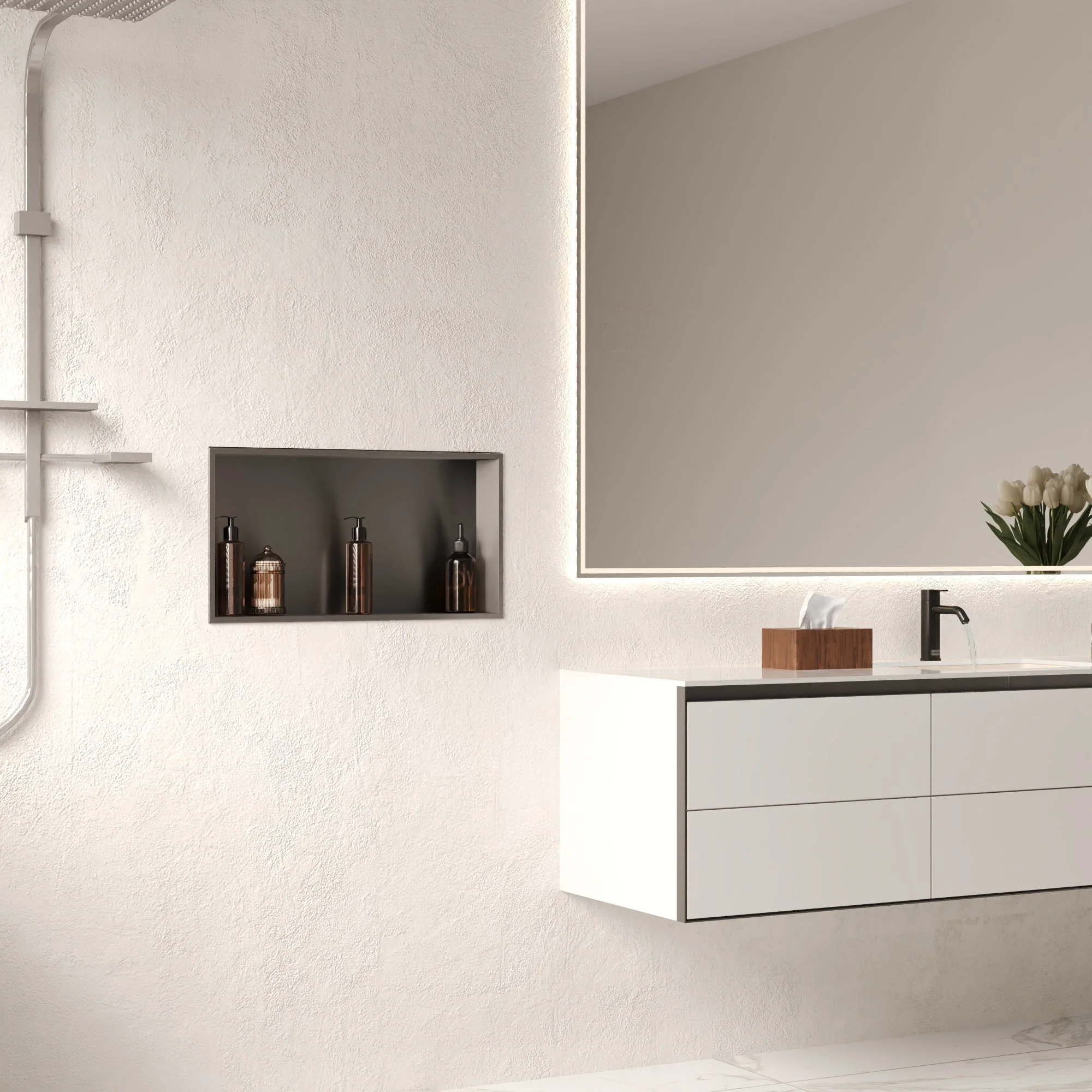DeerValley DV-1SN0341B/W/S Shower Niches White 12x24 Recessed Sloped - Image 6