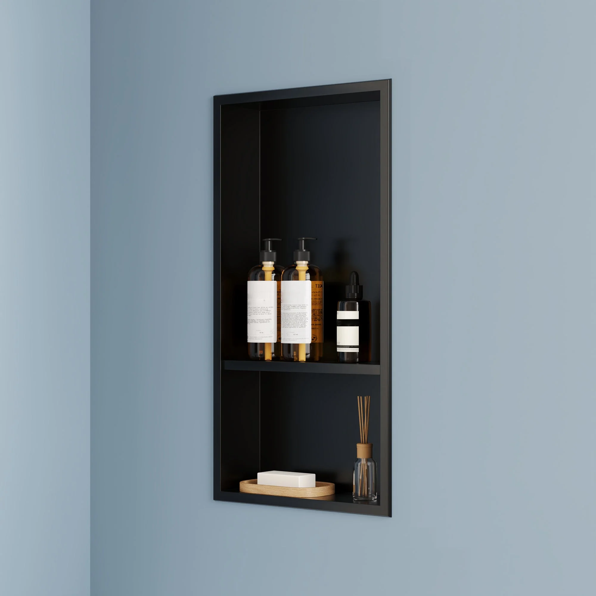DeerValley DV-1SN0343B Shower Niches Matte Black Dual-Level 12x24 - Image 3