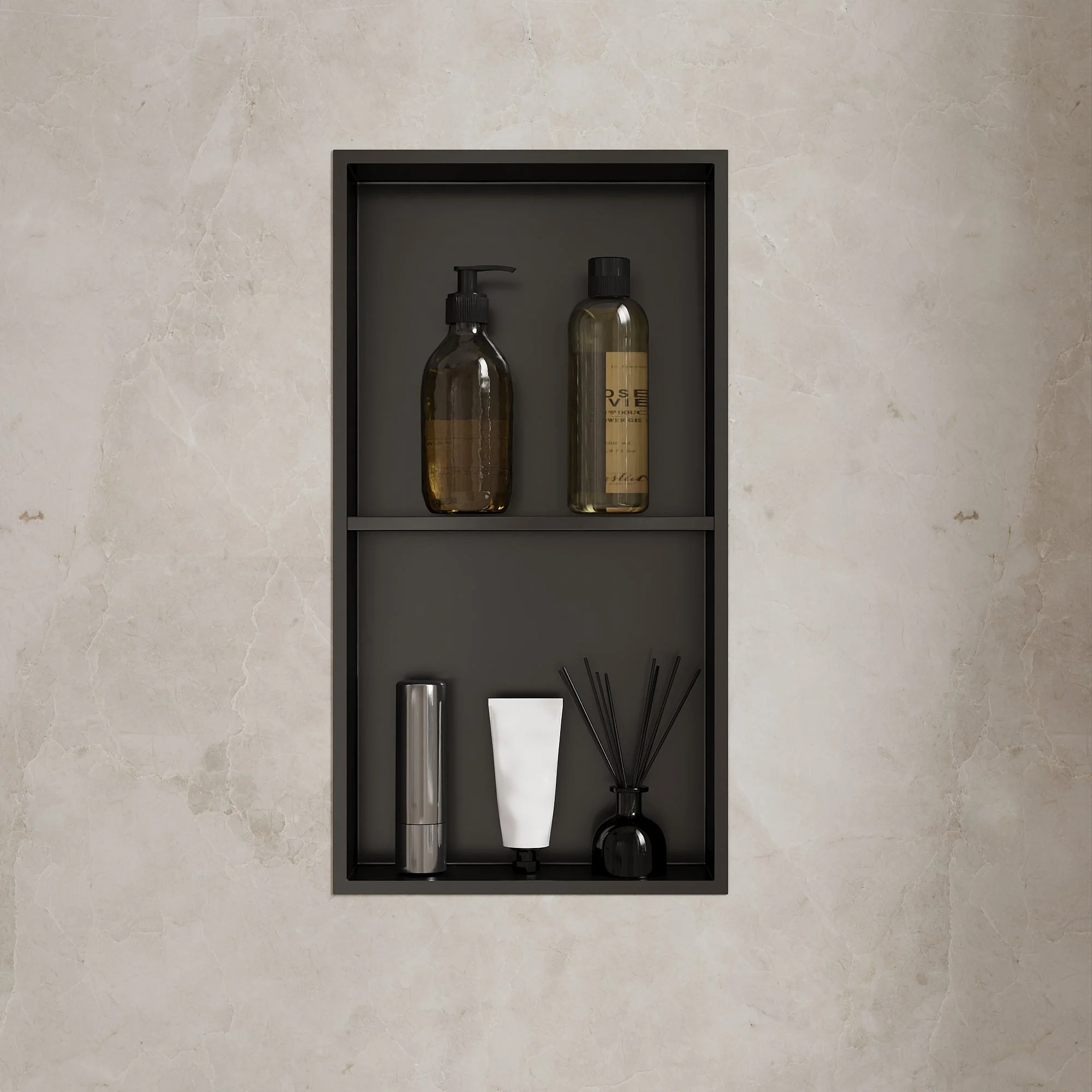 DeerValley DV-1SN0343B Shower Niches Matte Black Dual-Level 12x24 - Image 5