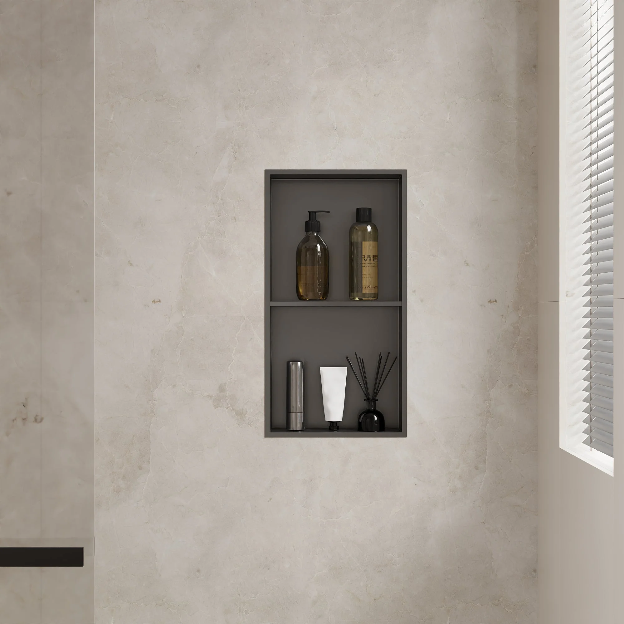 DeerValley DV-1SN0343B Shower Niches Matte Black Dual-Level 12x24 - Image 6