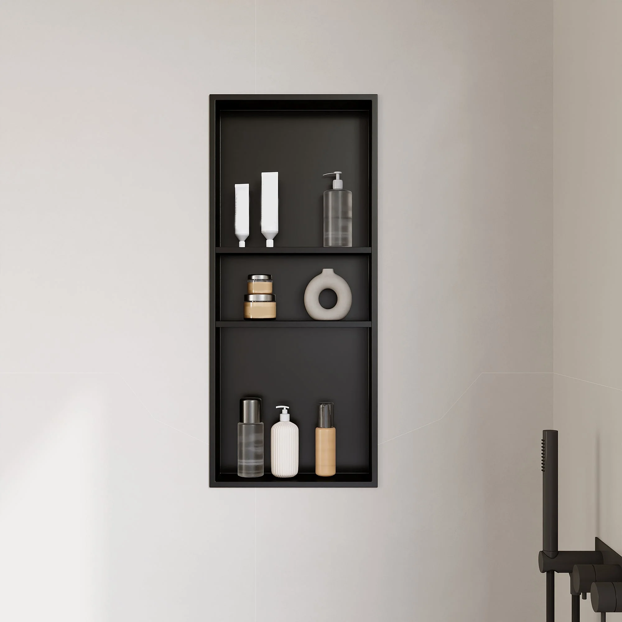 DeerValley DV-1SN0345B Shower Niches Matte Black Triple-Tier 12x30 - Image 2