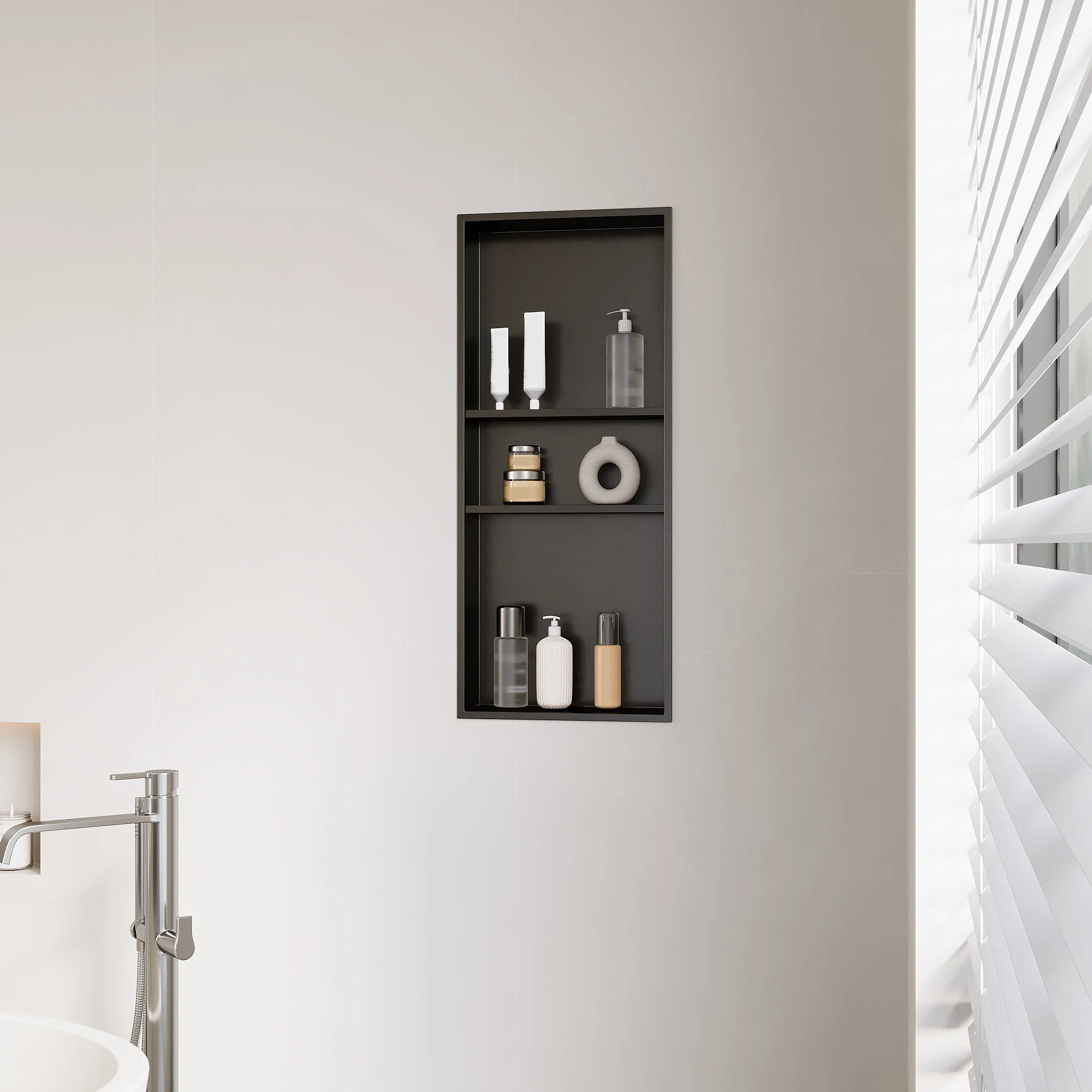 DeerValley DV-1SN0345B Shower Niches Matte Black Triple-Tier 12x30 - Image 3