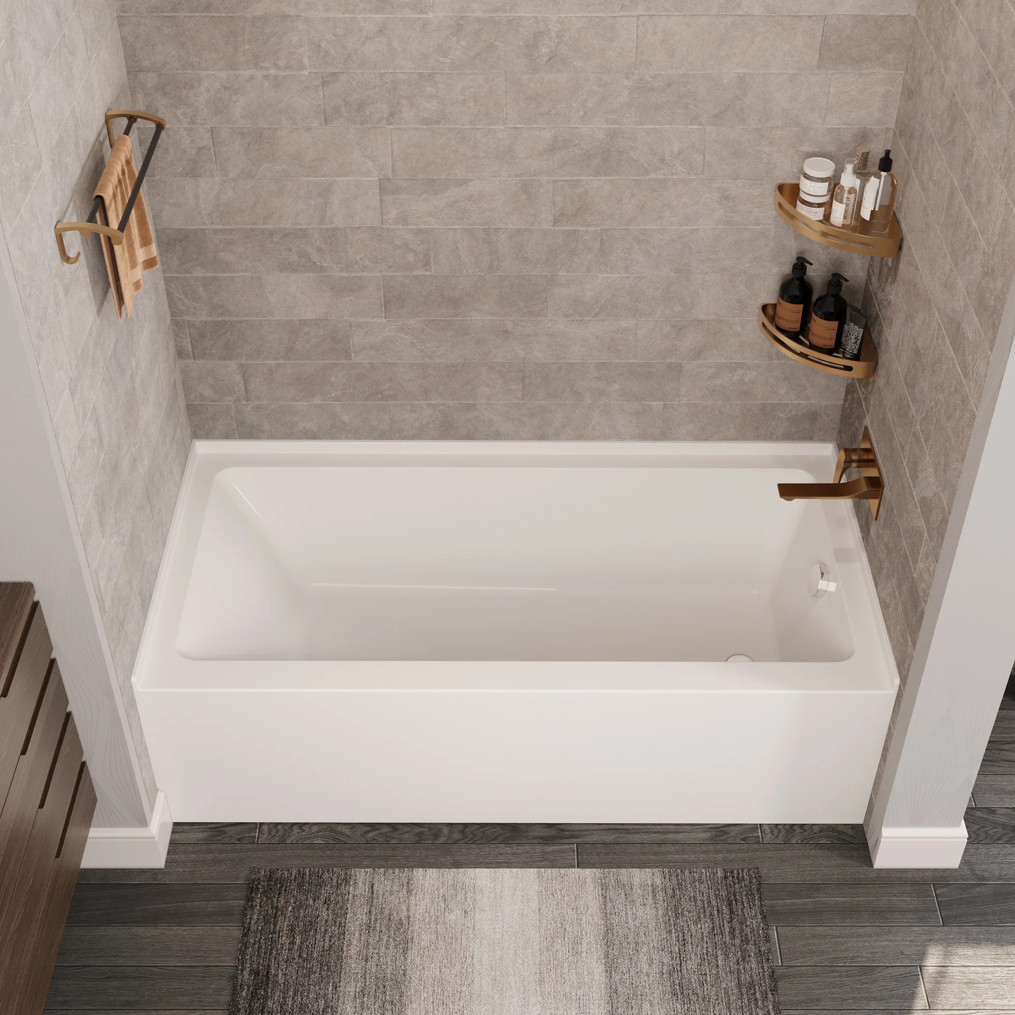 Liberty DeerValley Acrylic Drop In Bathtub,Alcove Bath with Integral Apron,Bathtubs & Soaking Tub with Left Hand Drain (60"x30") White - Image 14
