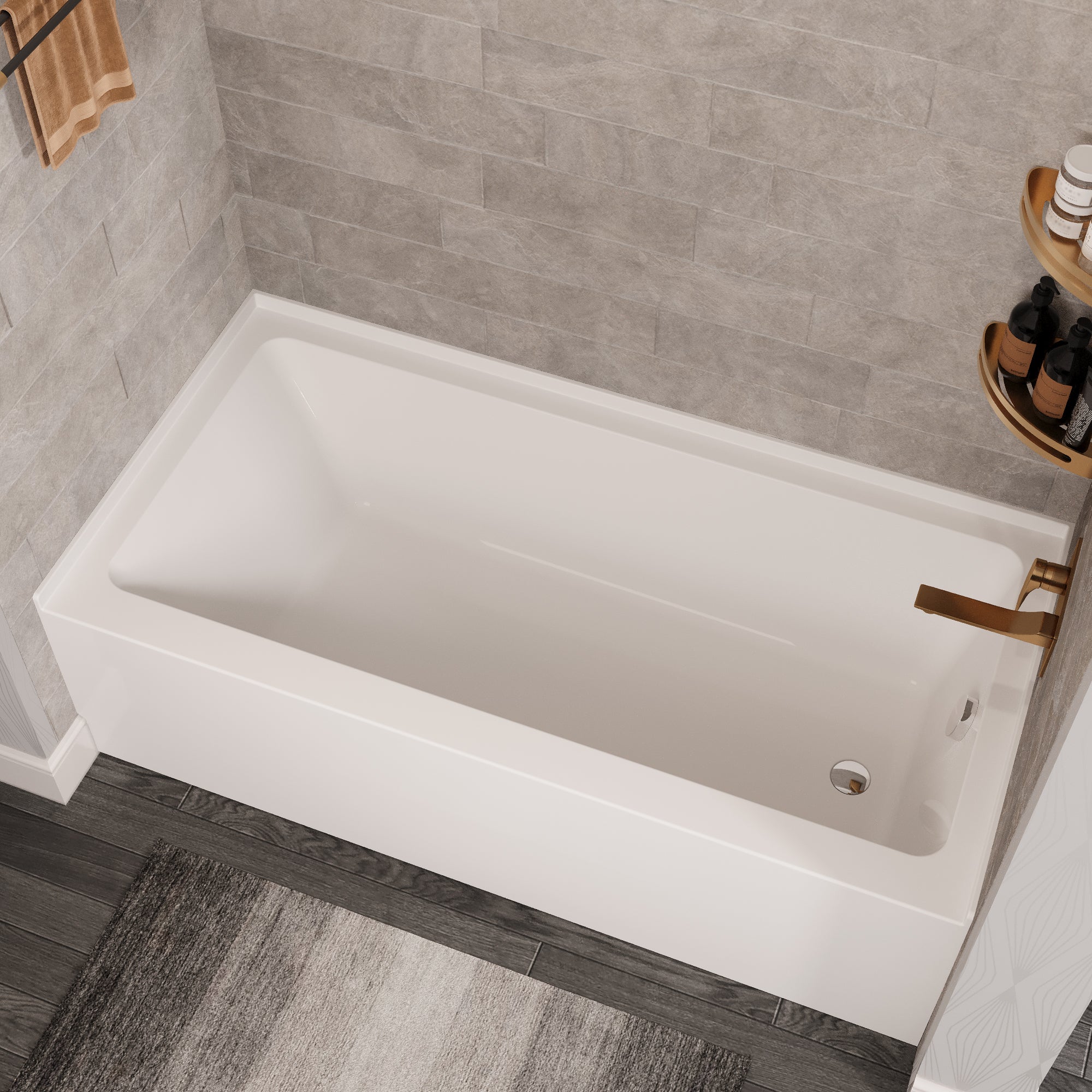 Liberty DeerValley Acrylic Drop In Bathtub,Alcove Bath with Integral Apron,Bathtubs & Soaking Tub with Left Hand Drain (60"x30") White - Image 15