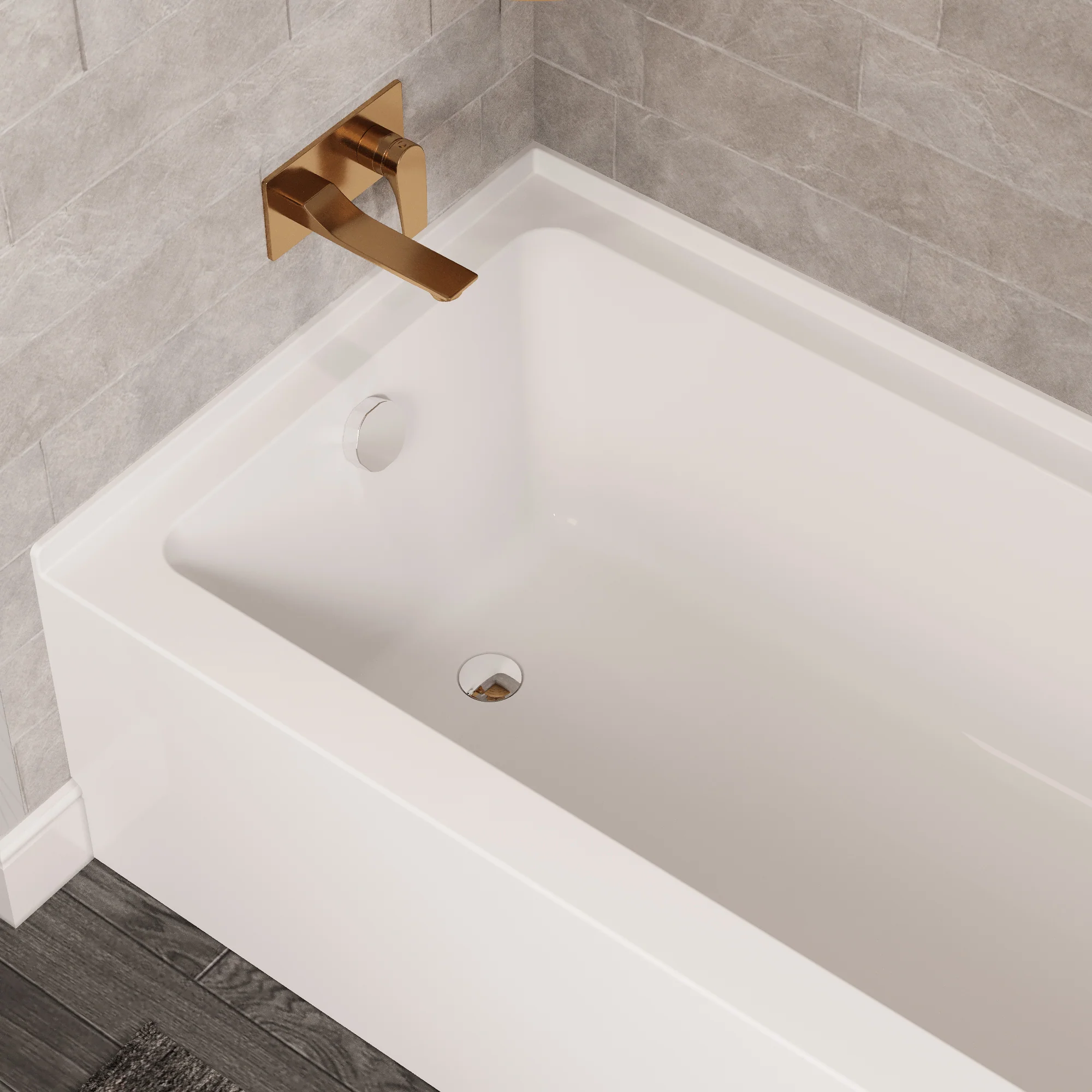 Liberty DeerValley Acrylic Drop In Bathtub,Alcove Bath with Integral Apron,Bathtubs & Soaking Tub with Left Hand Drain (60"x30") White - Image 4