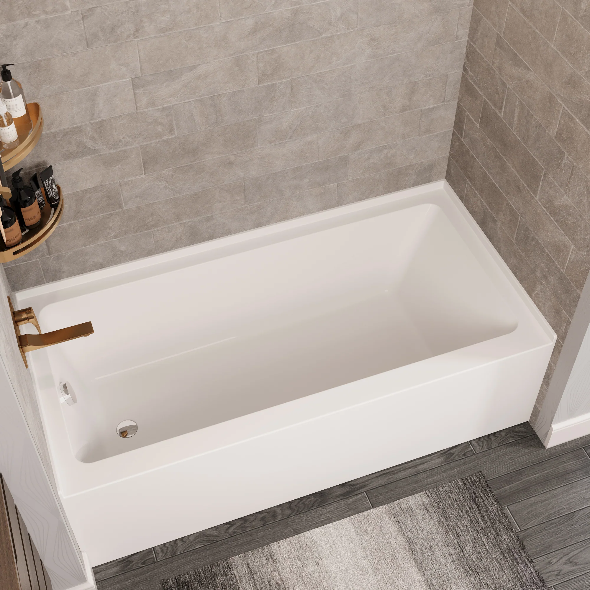 Liberty DeerValley Acrylic Drop In Bathtub,Alcove Bath with Integral Apron,Bathtubs & Soaking Tub with Left Hand Drain (60"x30") White - Image 5