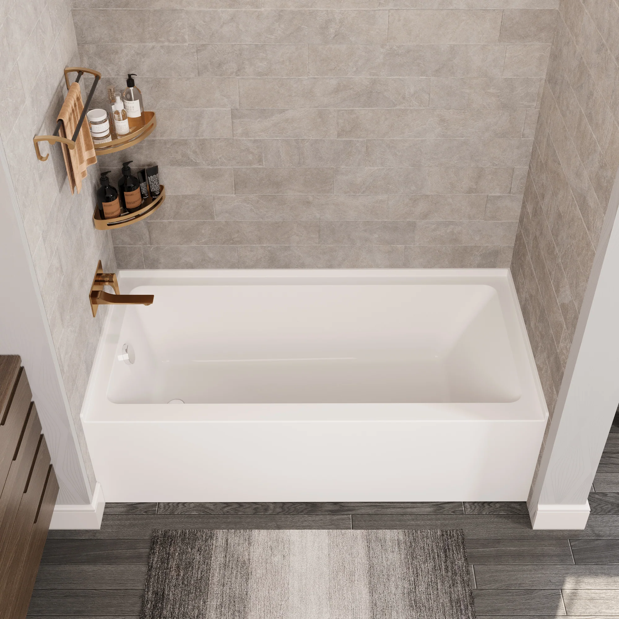 Liberty DeerValley Acrylic Drop In Bathtub,Alcove Bath with Integral Apron,Bathtubs & Soaking Tub with Left Hand Drain (60"x30") White - Image 7
