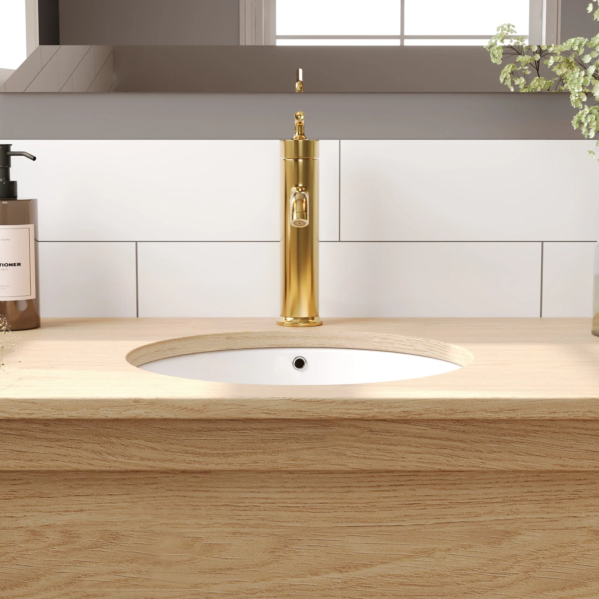 16.14"x15.95"  Round Undermount Bathroom Sink, Overflow Hole - Image 5