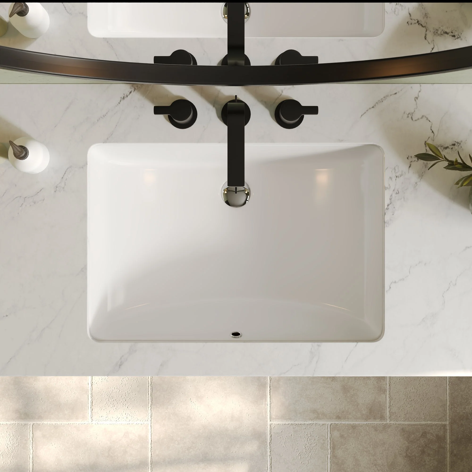 DeerValley DV-1U0208 Undermount Bathroom Sinks, Modern Rectangular Ceramic, Overflow & Standard Drain - Image 3
