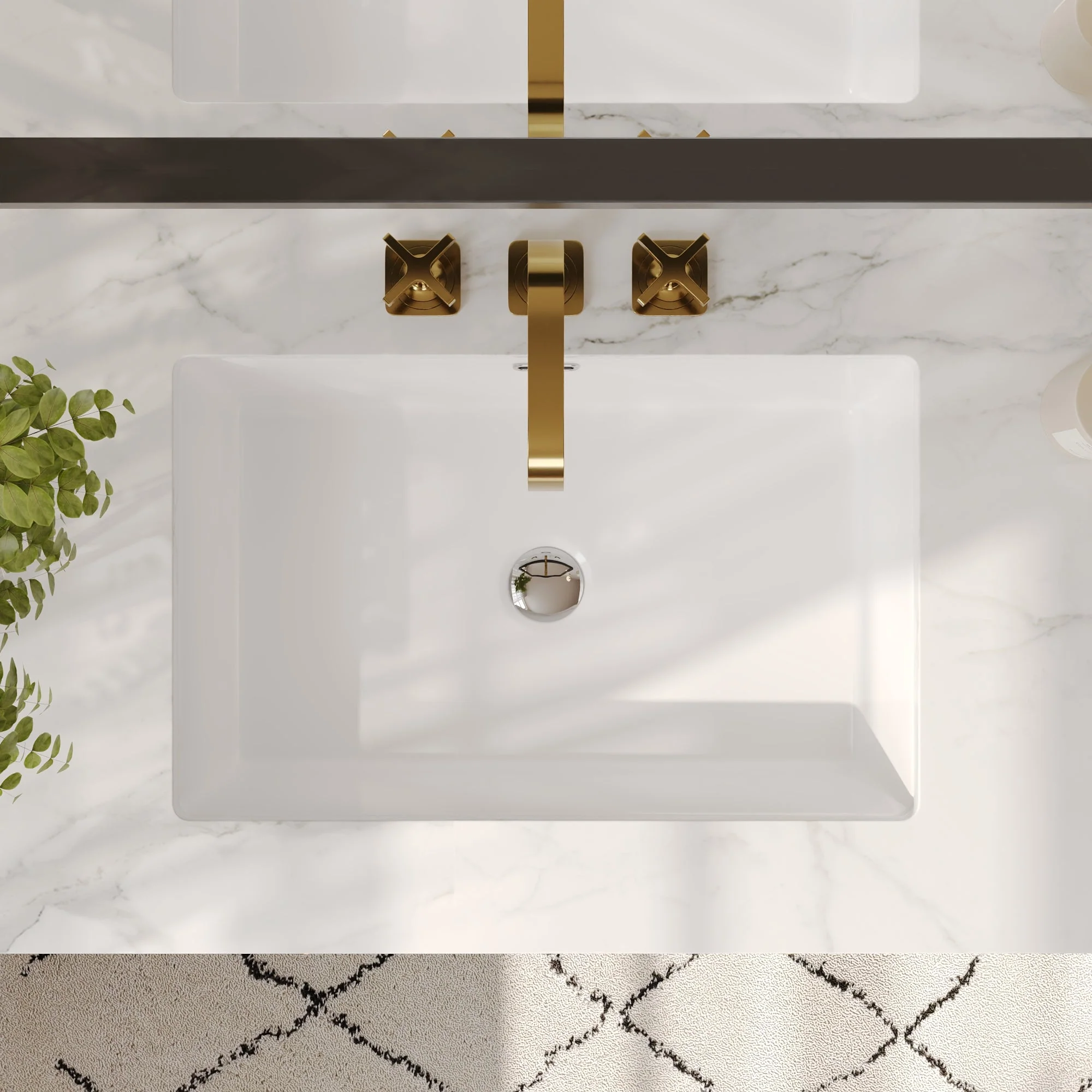 DeerValley DV-1U0209 Undermount Bathroom Sinks, Euro-Arc Glazed Ceramic, Stain-Resist & Flat Overflow - Image 3