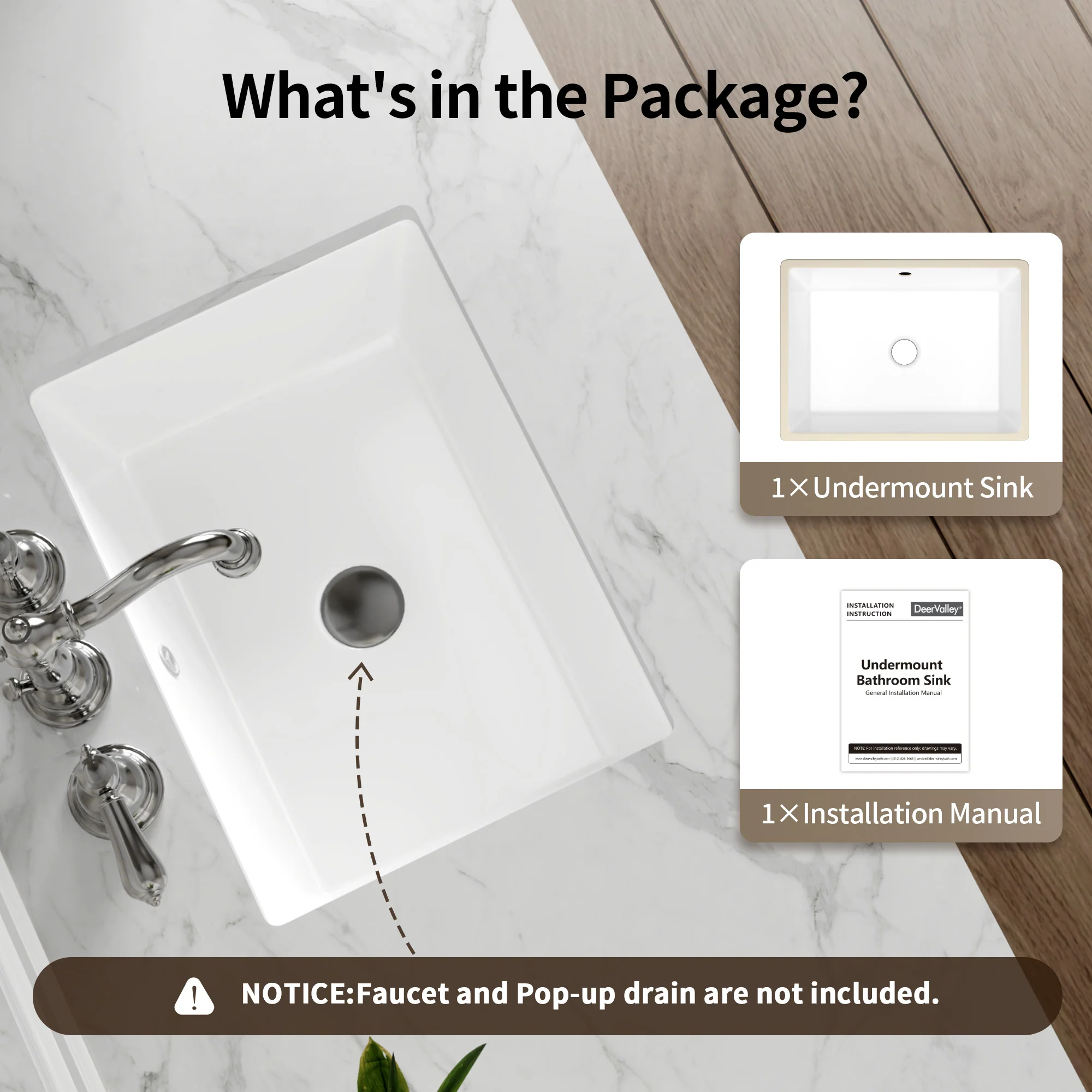 DeerValley DV-1U0477 18 x 13.5 Inch Undermount Bathroom Sink, White Ceramic Under Counter Bathroom Sinks, Modern Lavatory Vanity Bath Wash Bowl Basin with Overflow - Image 11