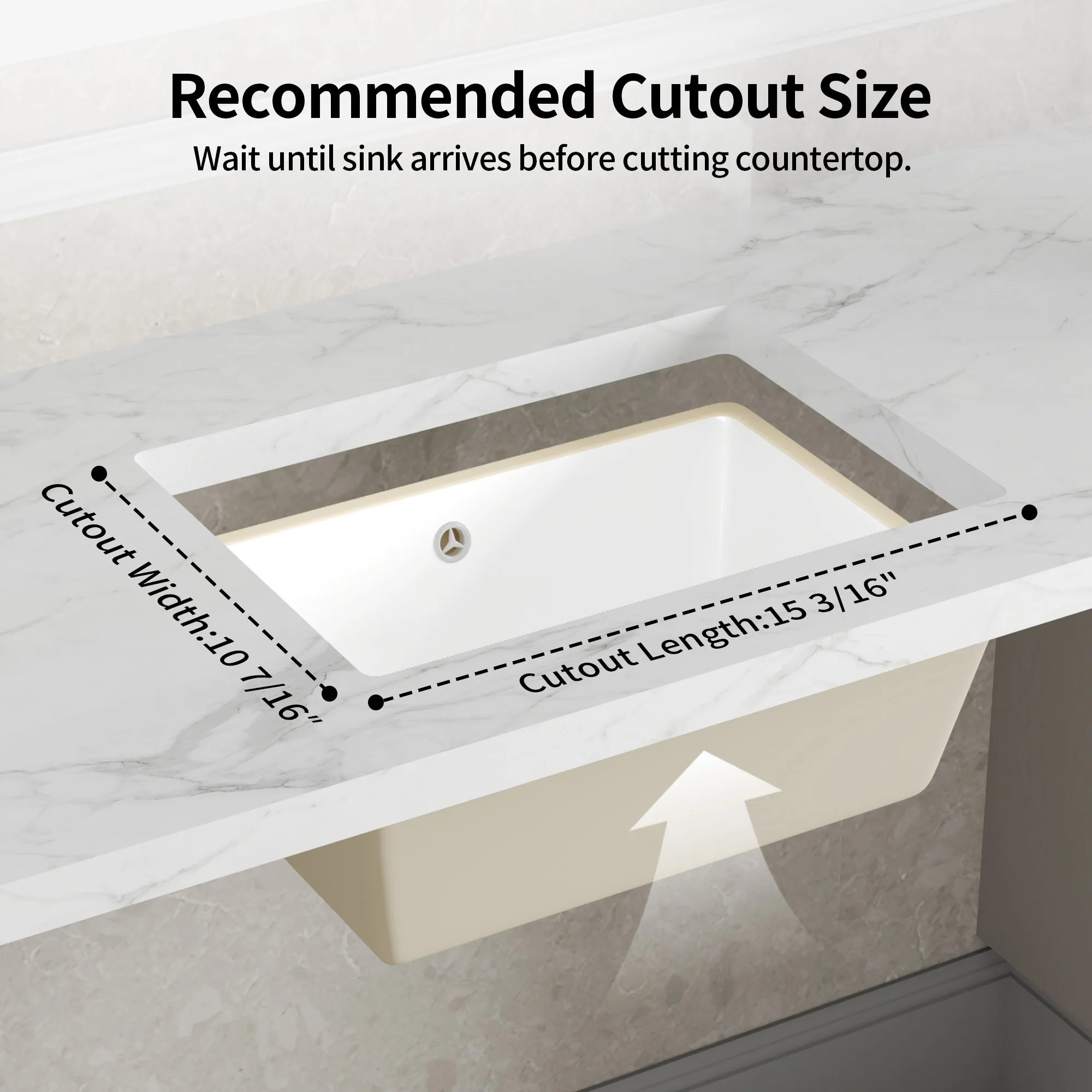 DeerValley DV-1U0477 18 x 13.5 Inch Undermount Bathroom Sink, White Ceramic Under Counter Bathroom Sinks, Modern Lavatory Vanity Bath Wash Bowl Basin with Overflow - Image 5