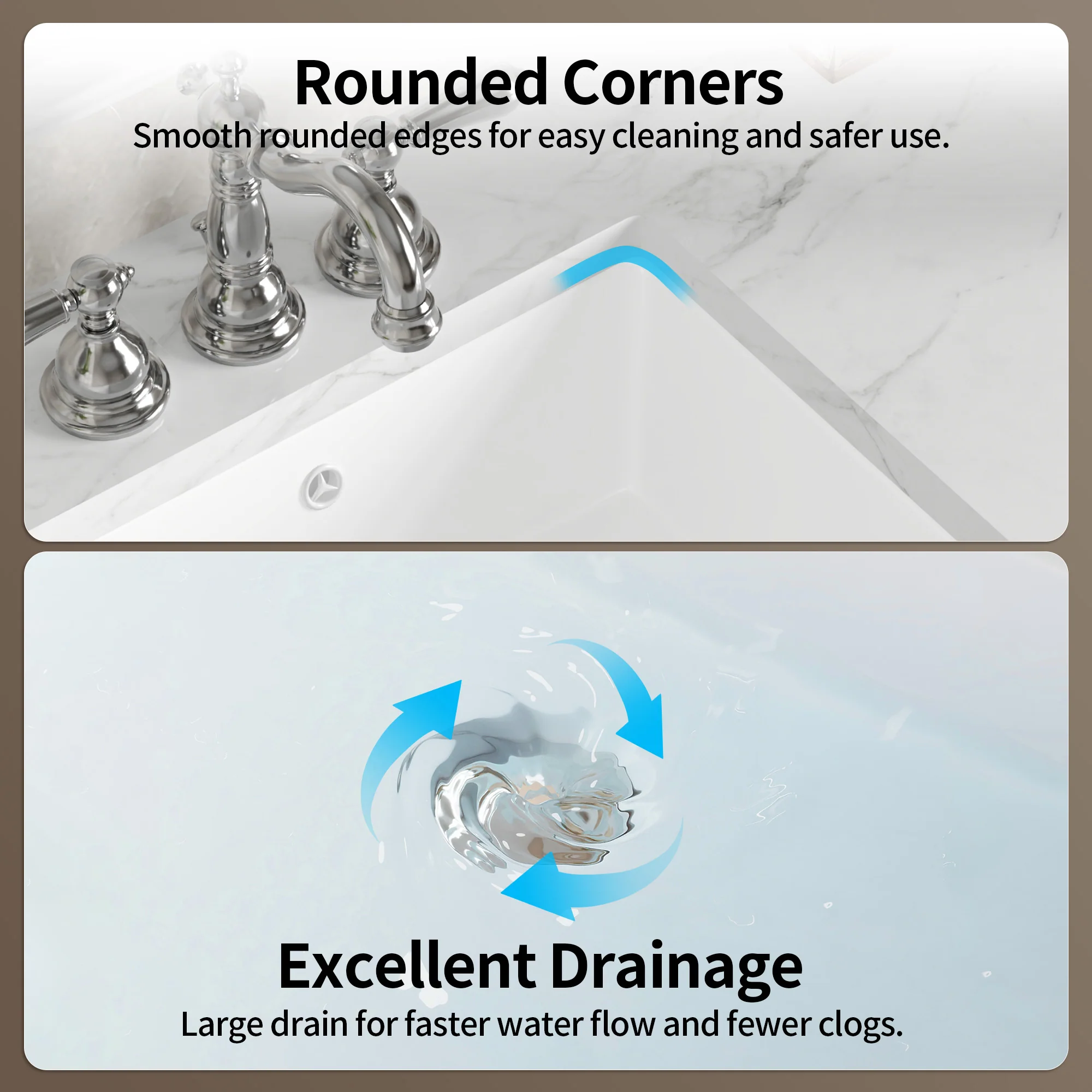 DeerValley DV-1U0477 18 x 13.5 Inch Undermount Bathroom Sink, White Ceramic Under Counter Bathroom Sinks, Modern Lavatory Vanity Bath Wash Bowl Basin with Overflow - Image 7