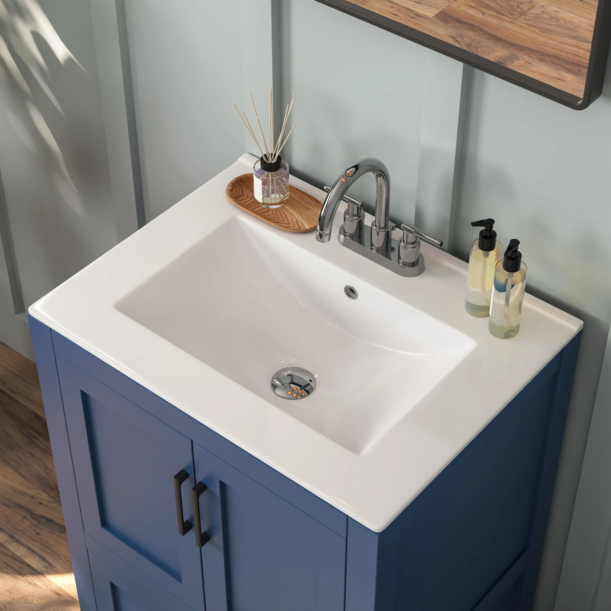 24" Rectangular Vanity Top Sink, Three Faucet Holes - Image 3