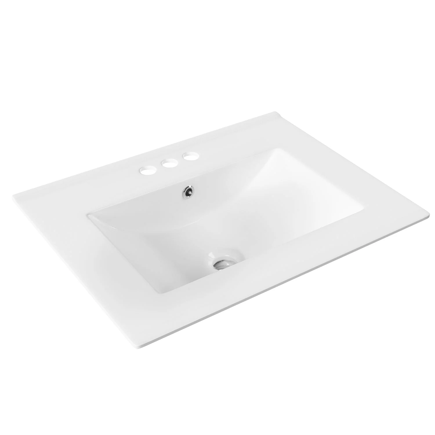 24" Rectangular Vanity Top Sink, Three Faucet Holes - Image 5