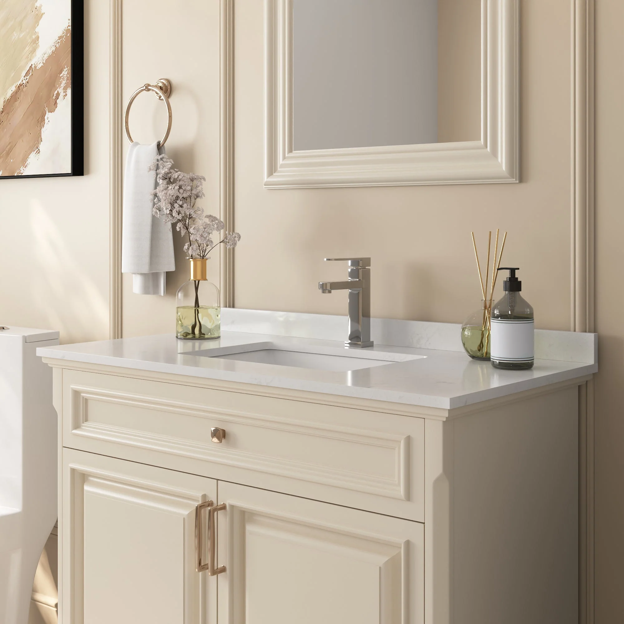 35" Rectangular Vanity Top Sink, Oversized countertop - Image 4