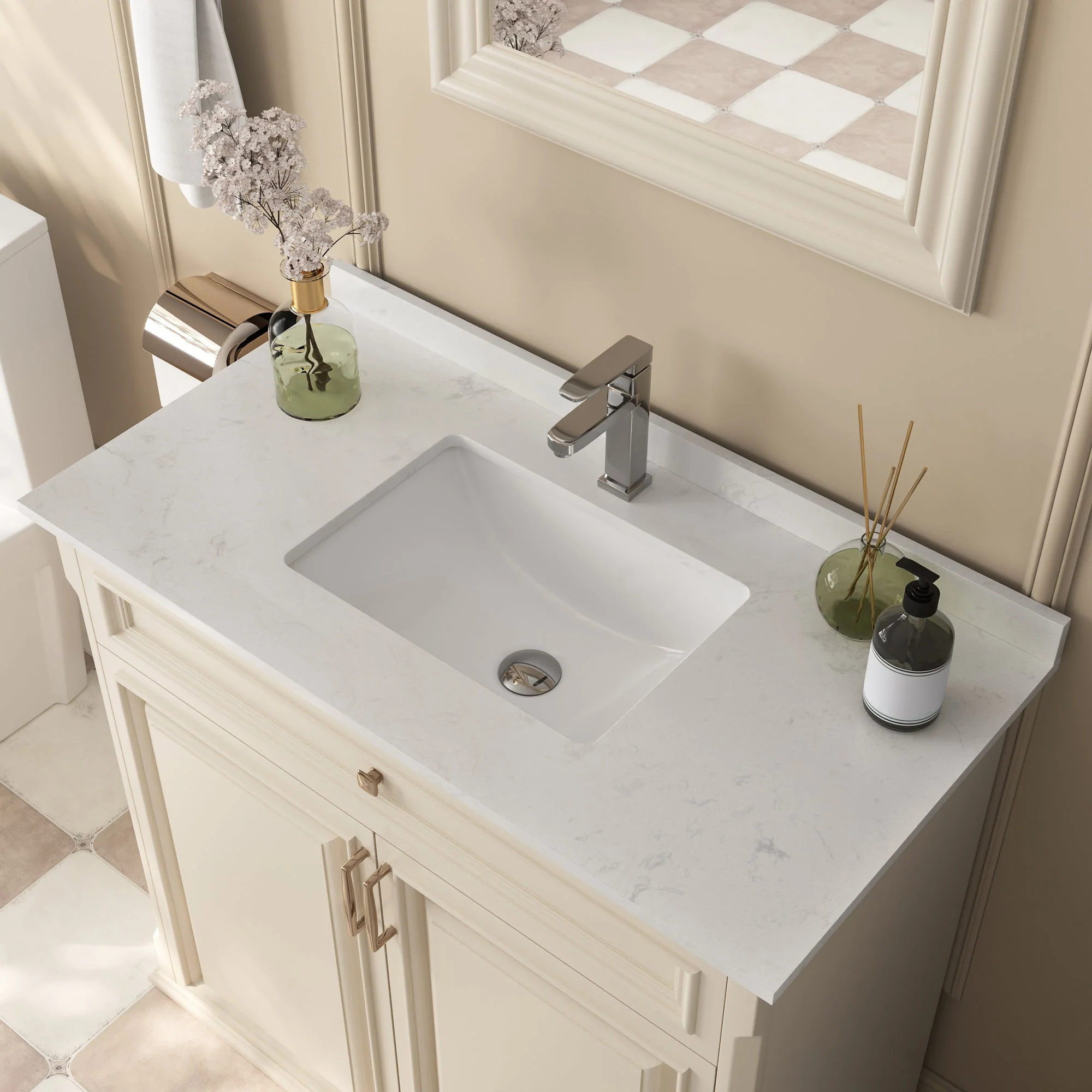 35" Rectangular Vanity Top Sink, Oversized countertop - Image 5