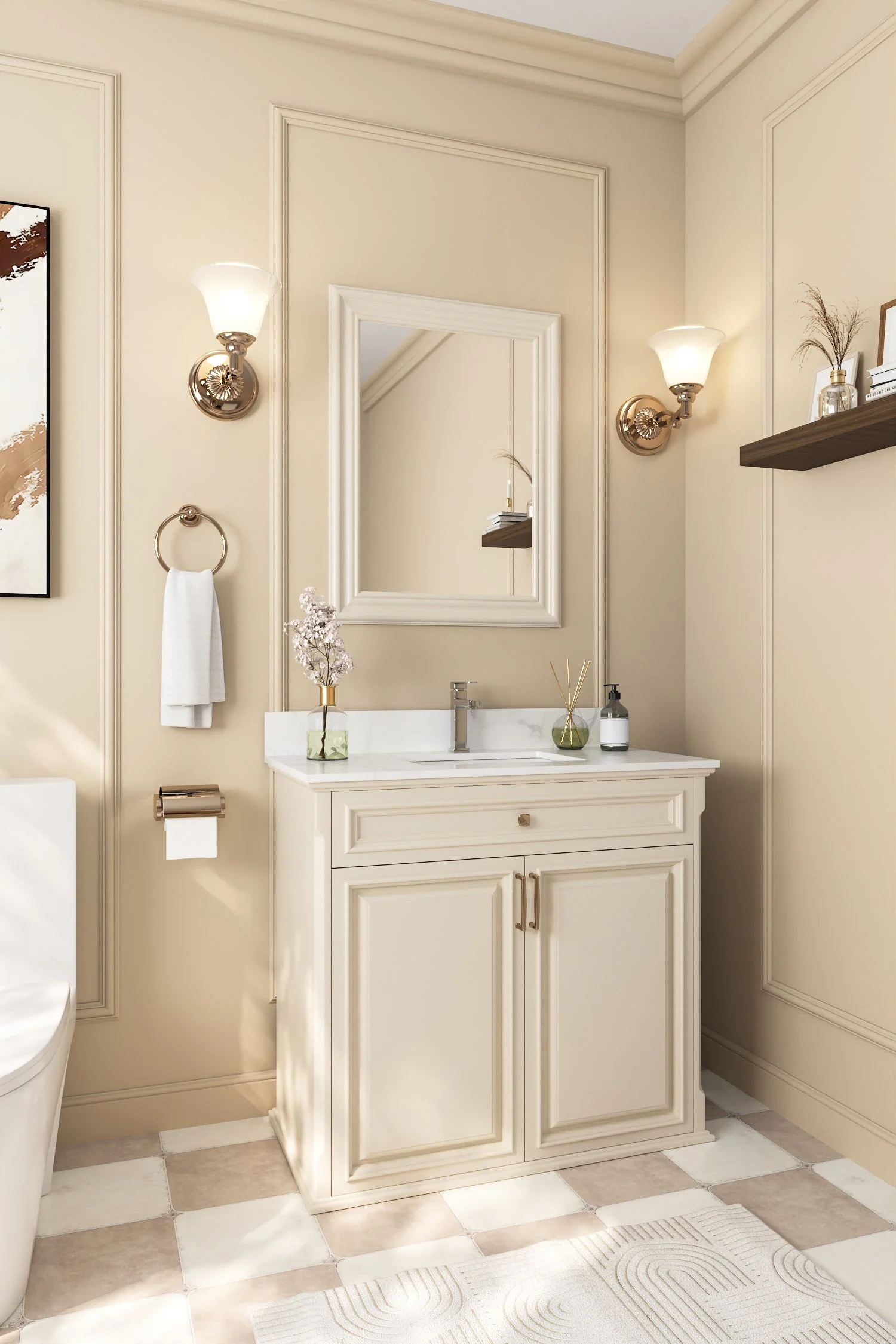 35" Rectangular Vanity Top Sink, Oversized countertop - Image 9