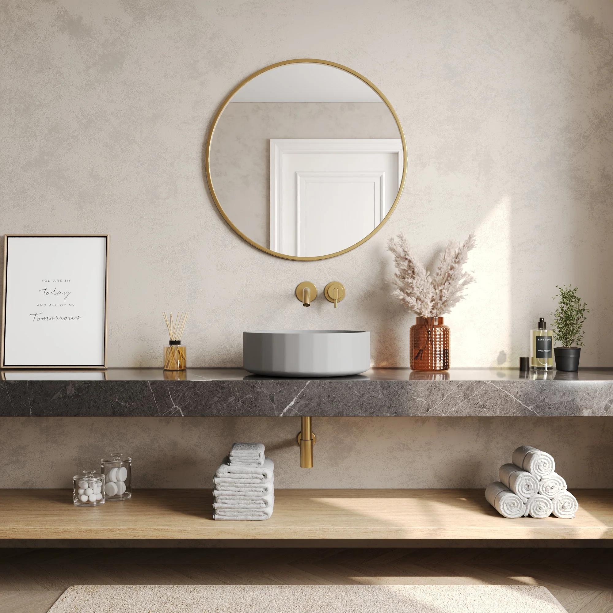 17" x 6" Round Vessel Bathroom Sink, Concrete - Image 9