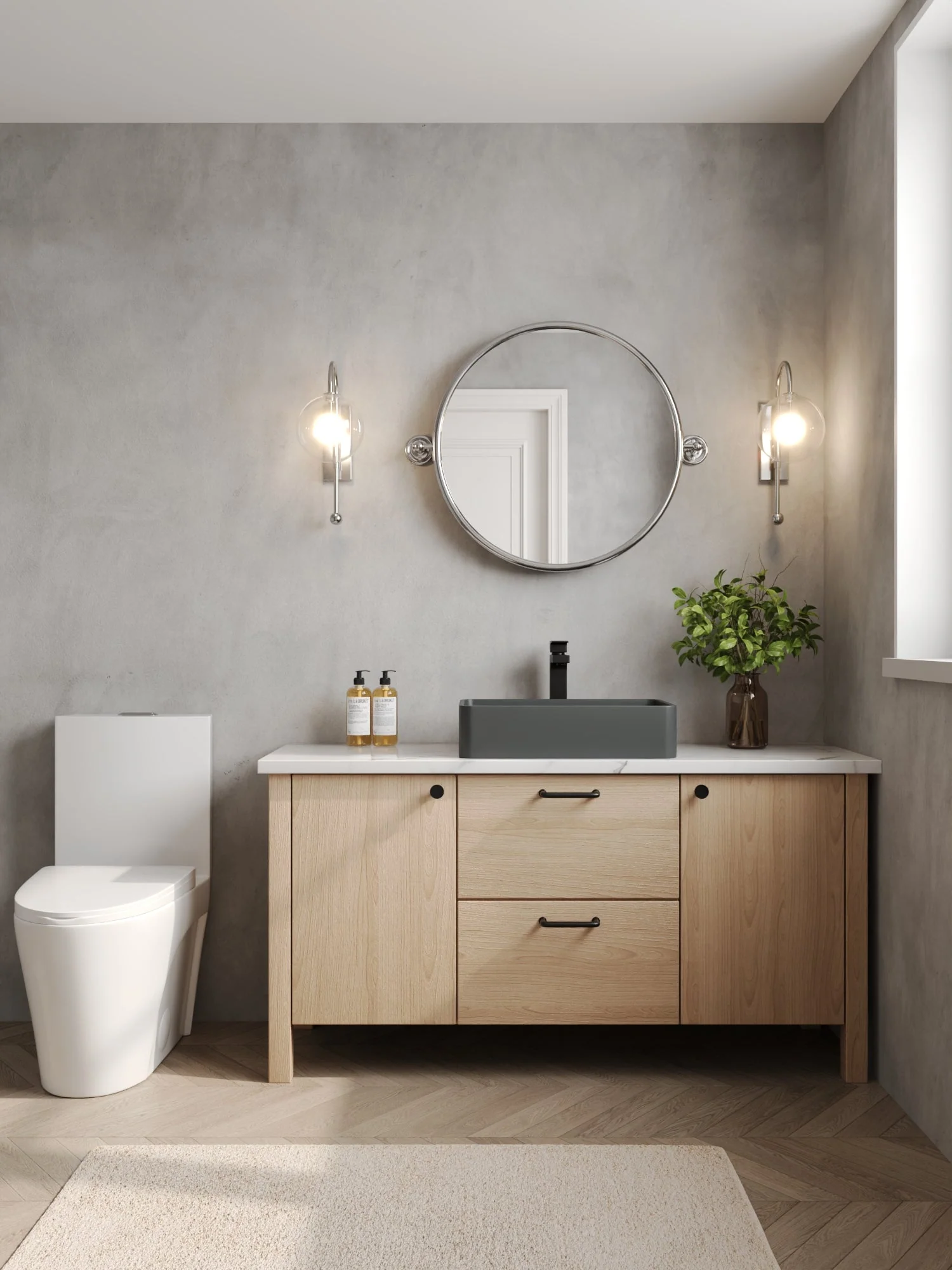 20" x 13" Rectangular Vessel Bathroom Sink, Concrete - Image 10